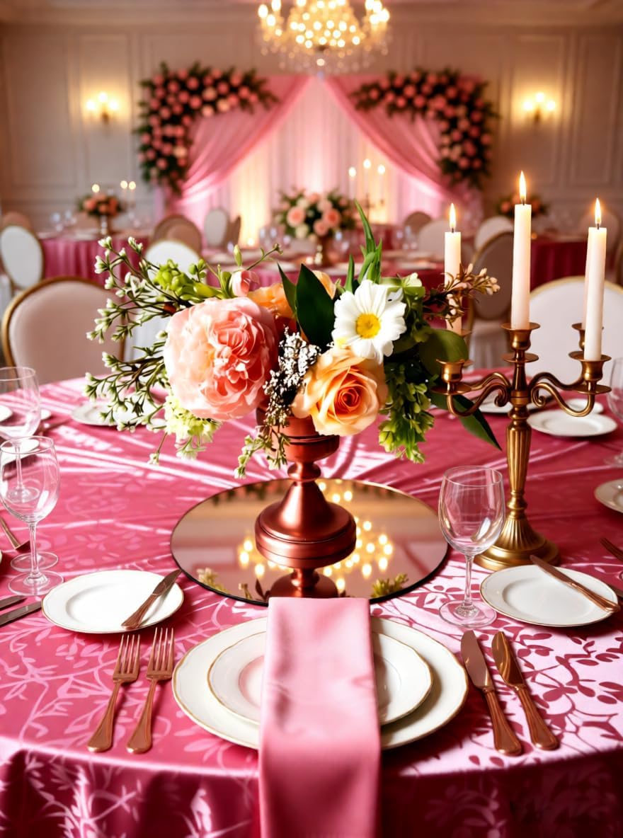 12 Pcs 10 Inch Mirror Centerpieces Decorative Trays Thickness 1.5 mm (Rose Gold)