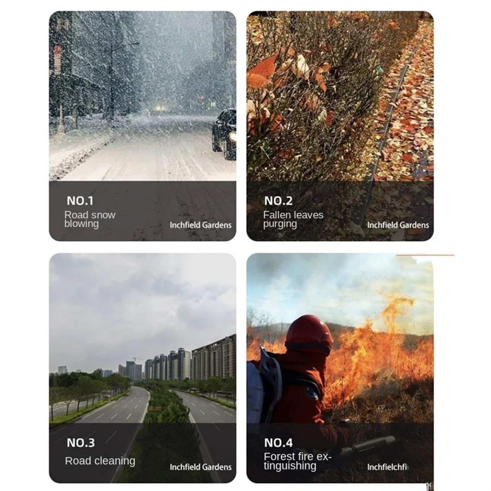 Sopladores Soplador de hojas, aspirador de mochila, soplador de nieve de alta potencia, for parques, caminos caducifolios, eliminación de polvo, extintor de incendios por viento