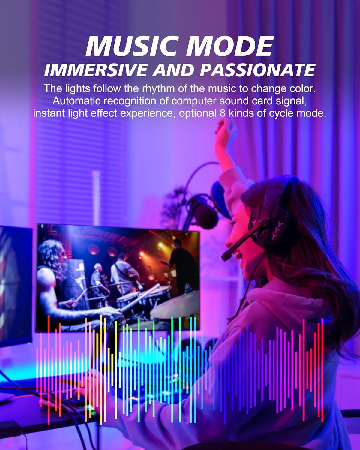Xtremevision S202-27 Led Strip für 27 Zoll Monitor RGB Beleuchtung Instant Sync Audio Video Movie Games Musik Software gesteuert Ultra Low Latency