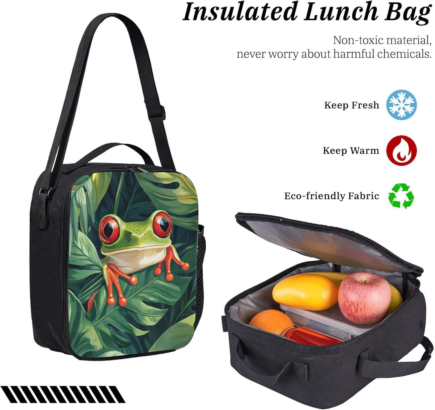Frog School Backpack Kids Girls Boys Teens 3PCS Bookbag with Lunch Box Pencil case Set Lightweight Bag - Image 6