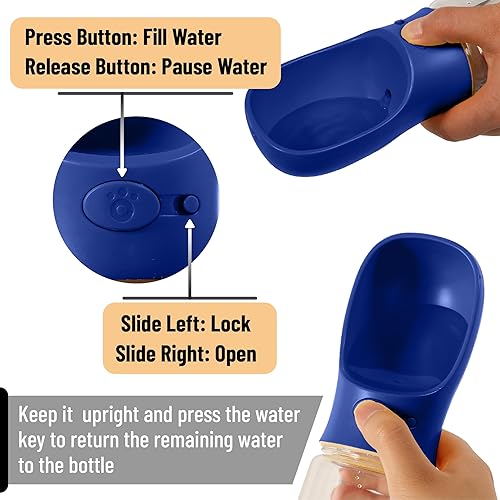 Miniatura 2 de Mr. Pen Botella de agua portátil para perro, 19 onzas, grande, azul marino, dispensador de botellas de agua para perros de viaje, no apto para