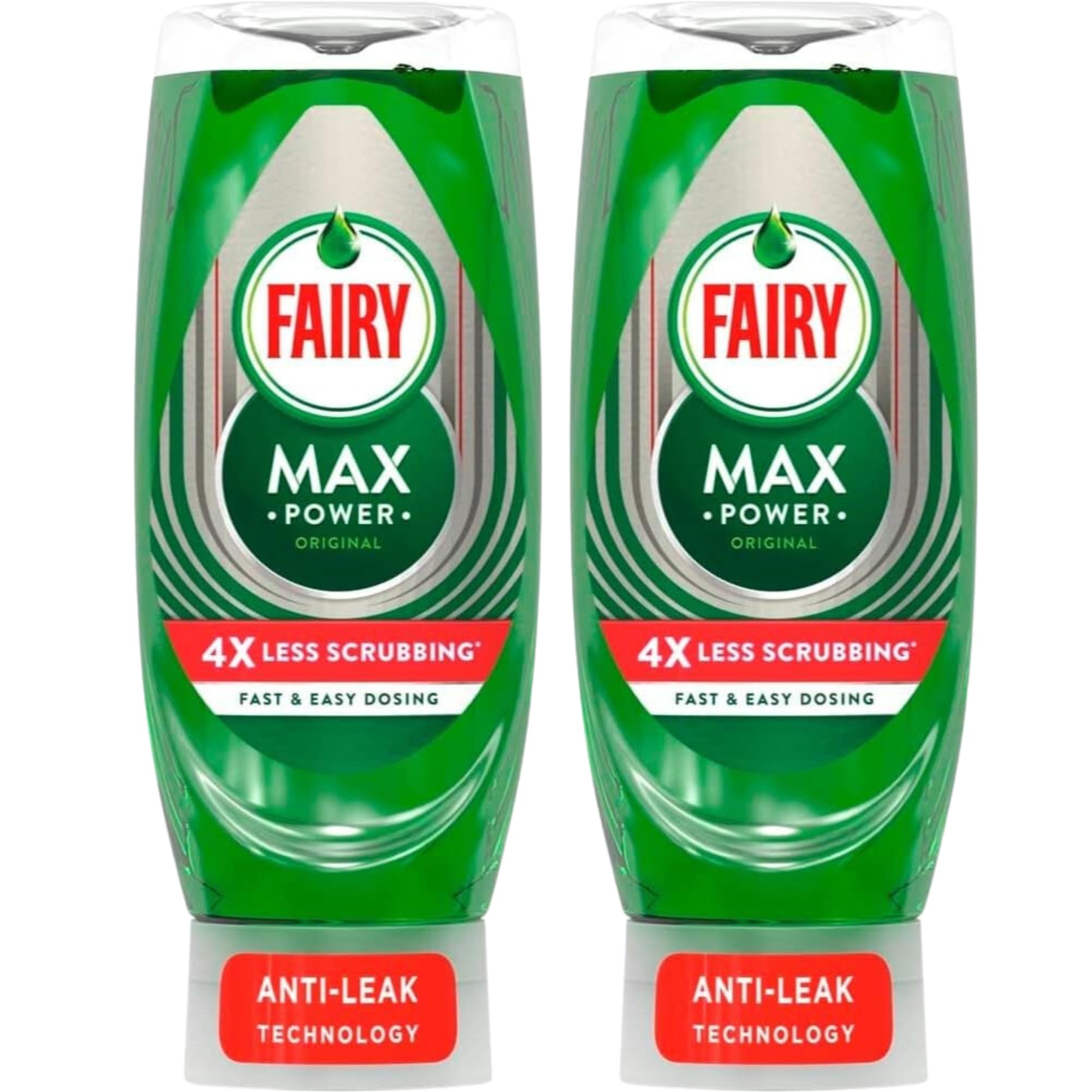 Max Power Original Dish Washing Up Liquid, Twin Pack, 2 x 640 ml Bottles -Ultimate Cleaning Power for Dishes, Glassware, and Utensils-Long-Lasting Freshness and Shine