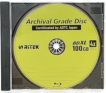 BDXL 4X 100GB 3-Layer Archival Grade Blank Disc Certified by ADTC Japan