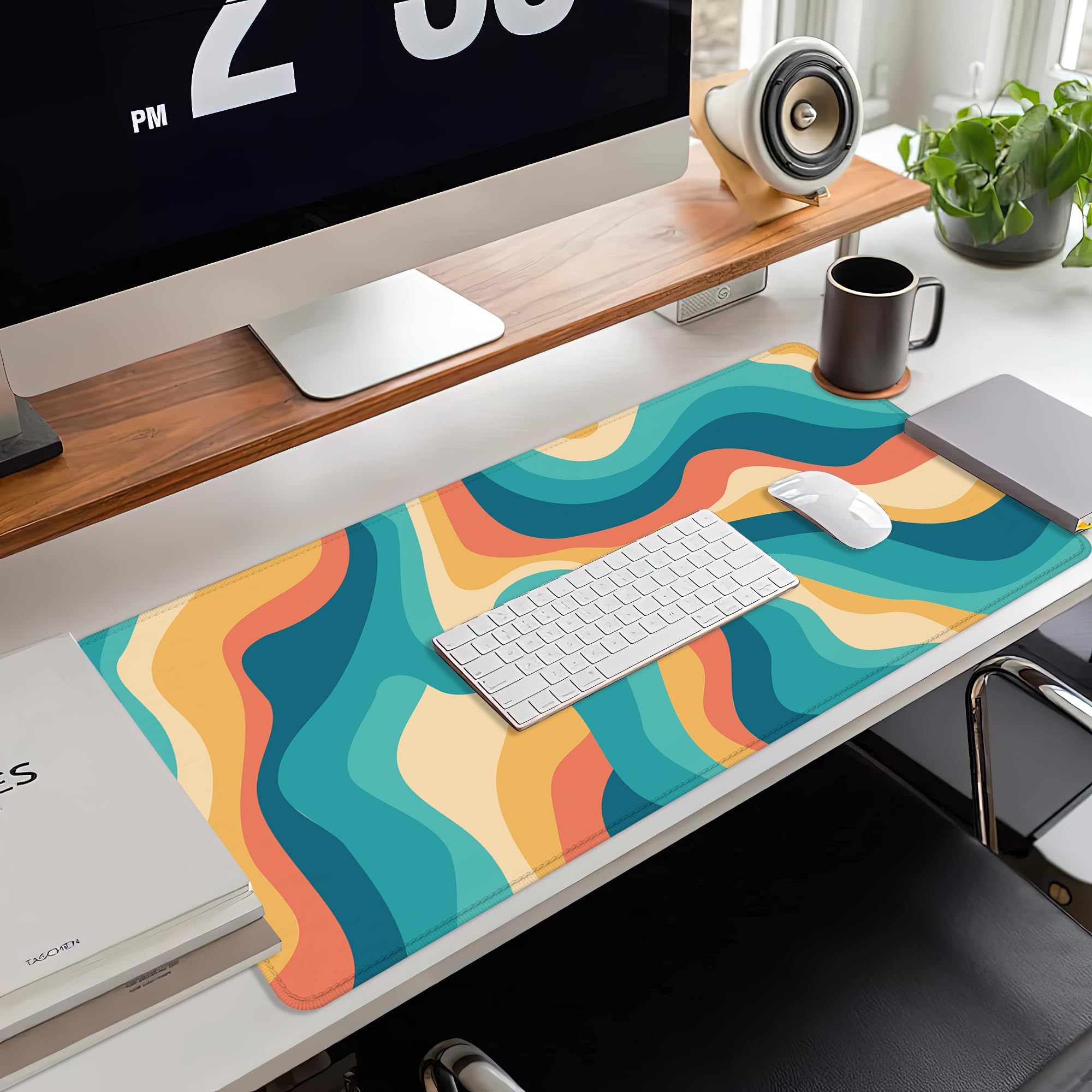 Tappetino Scrivania Gaming 80x40cm - Design Foglie Astratte Antiscivolo - Foto 5