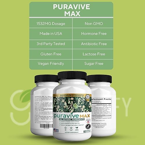 Miniatura 4 de Puravive MAX Suplemento dietético natural, máxima fuerza, 60 cápsulas, suministro para 30 días, ingredientes naturales, vegano, sin gluten (1)