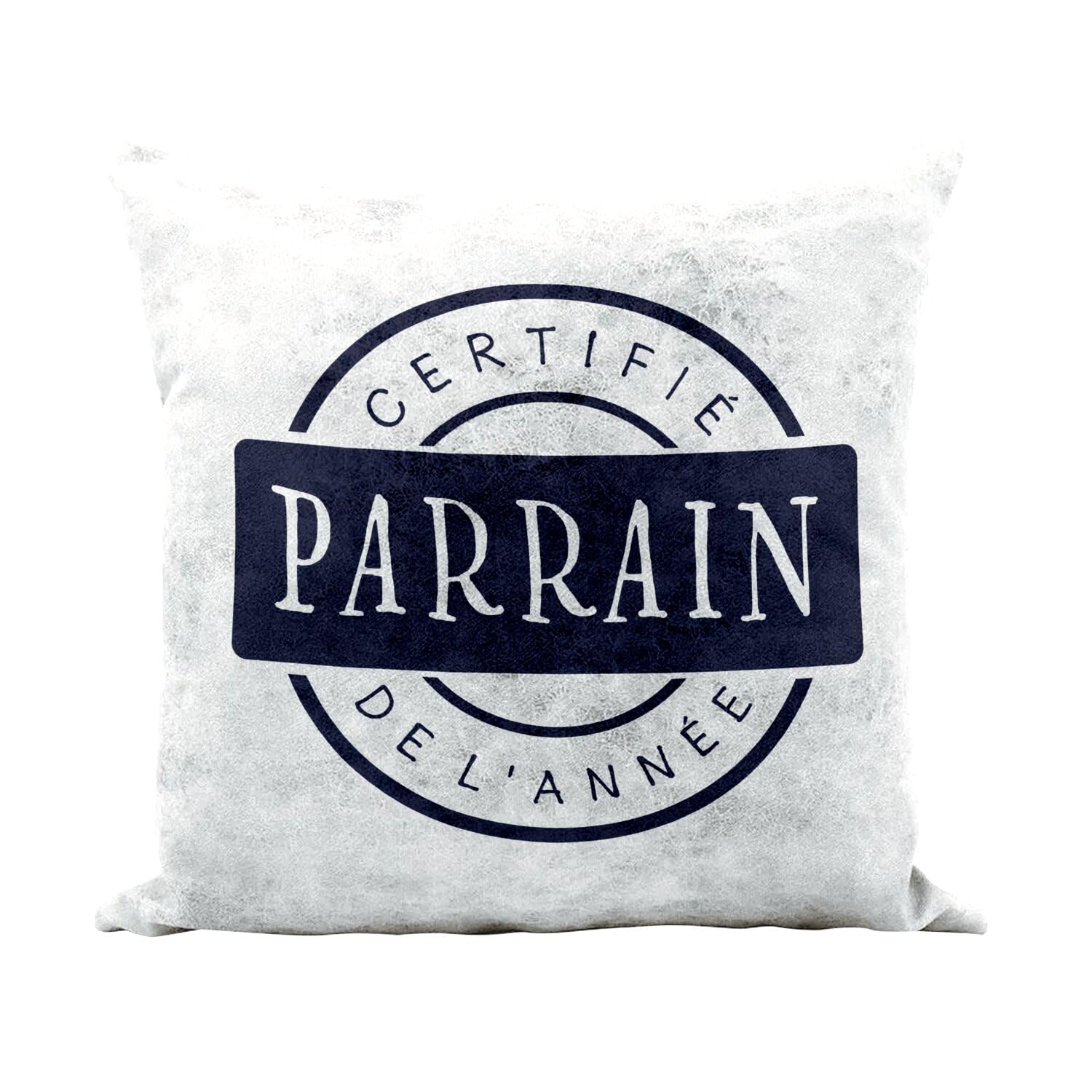 Coussin similicuir blanc Parrain de l'Année, le souvenir de famille