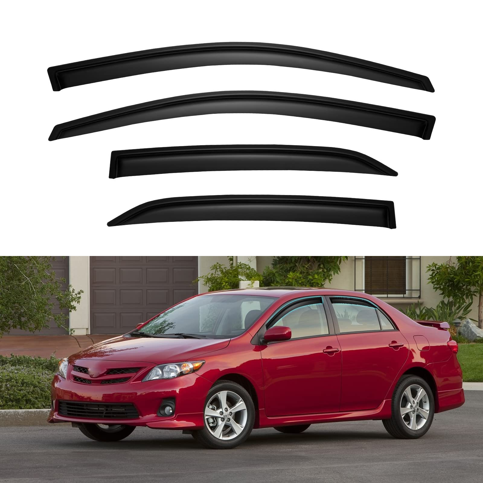 Photo 1 of YQAUTEC Window Rain Guards Vent Visors for 2009 2010 2011 2012 2013 Toyota Corolla, 09-