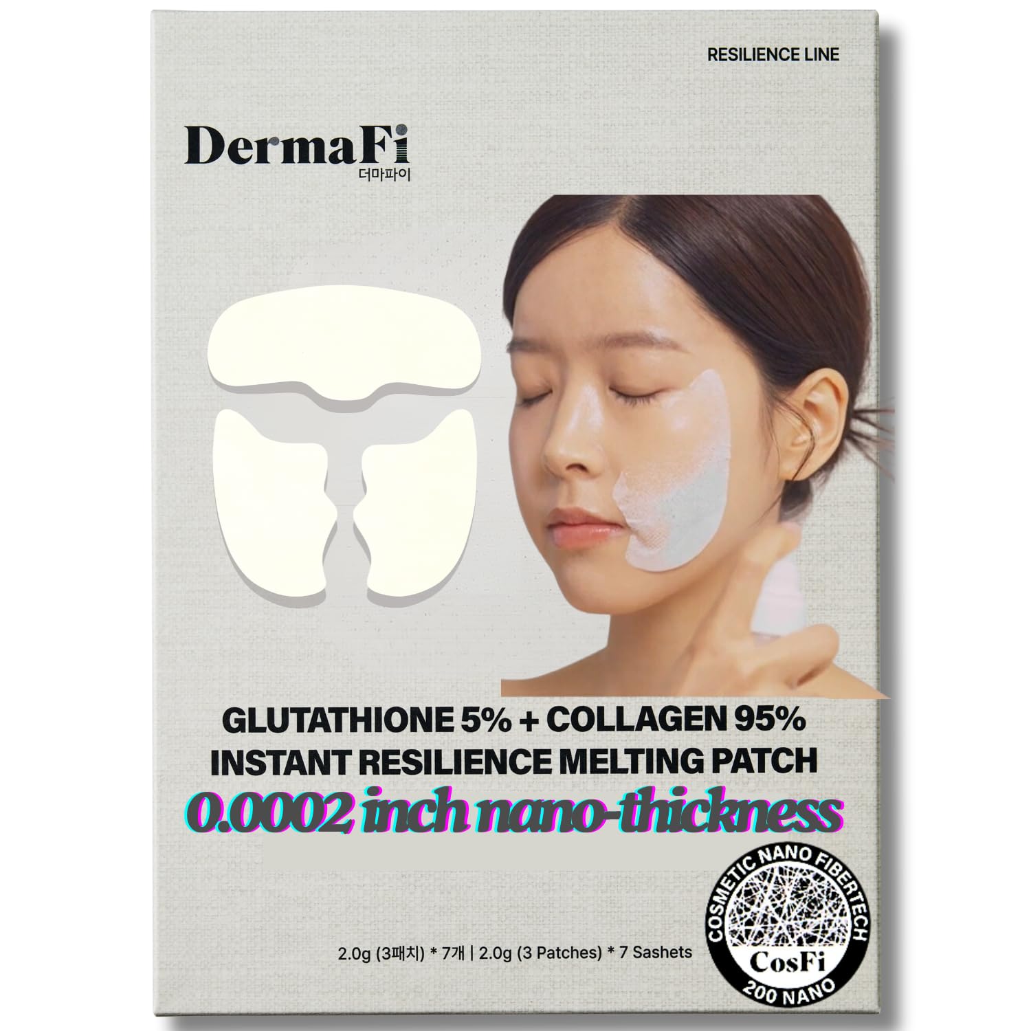 Amazon.com : Produco [DermaFi] Glutathione 5% + Collagen 95% Instant  Resilience Melting Patch Facial Mask Pack (7 pack) Korean Beauty : Beauty &  Personal Care