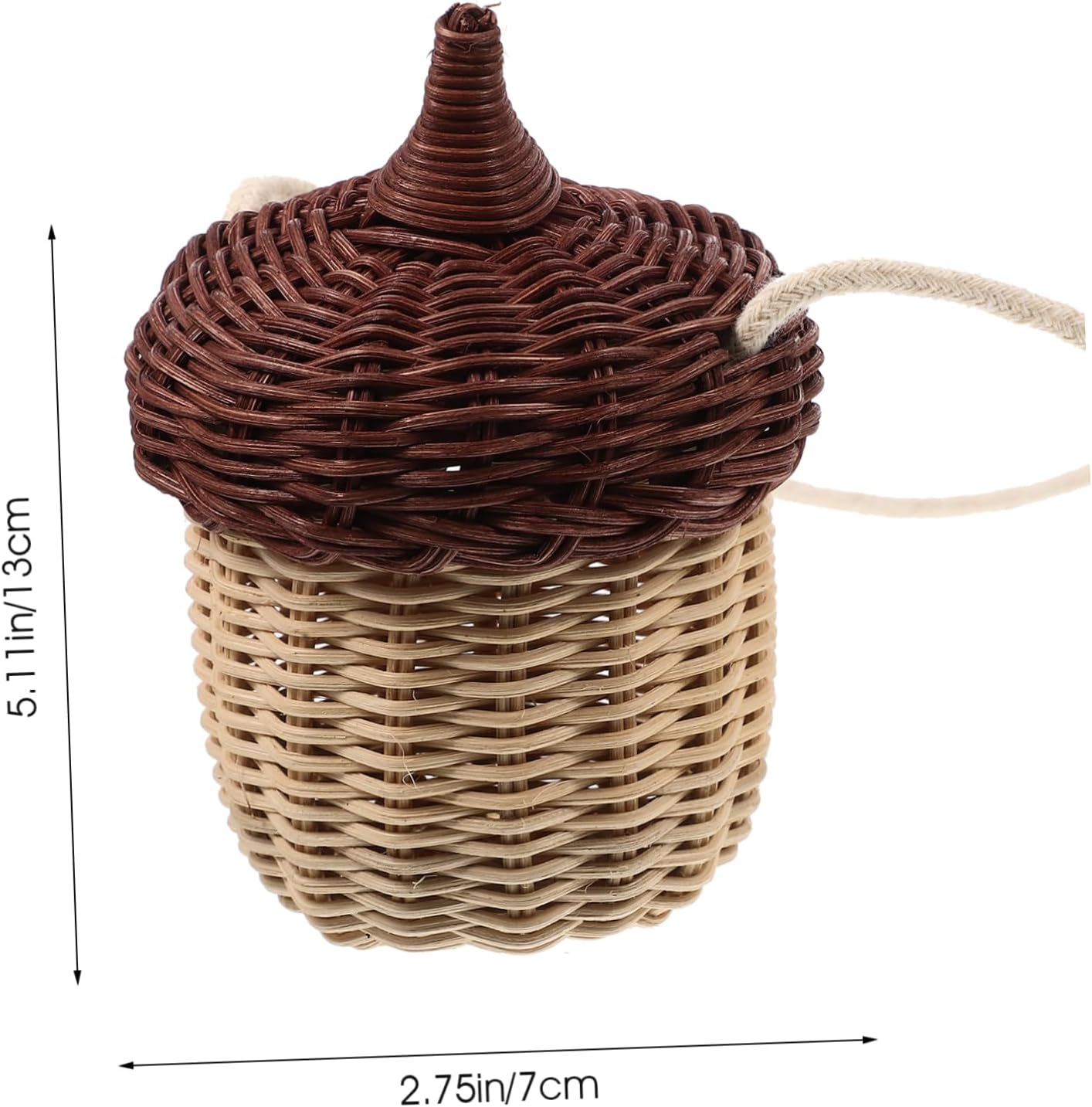 Toyvian 1pc Rattan Woven Mini Acorn Shape Crossbody Storage Basket for Boys and Girls Cute Hanging Organizer for Photos Toys and Accessories for Summer Adventures