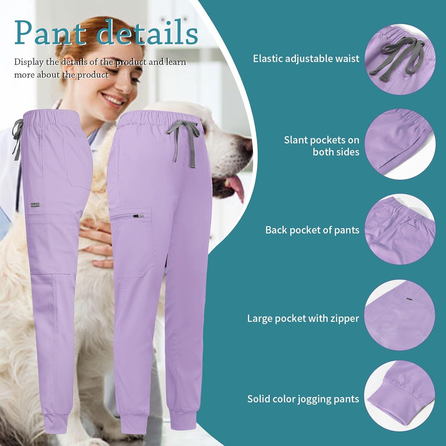 VIAOLI Scrubs for Women Set Scrub Top &Jogger Pant Workwear Clinical Modern Athletic Suit Medical Uniforms