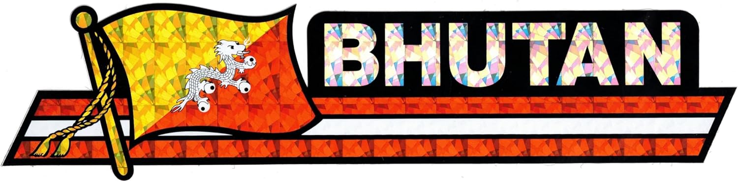 Pack of 24 Bhutan Flag 3"x12" Reflective Decal Bumper Sticker DCX-031