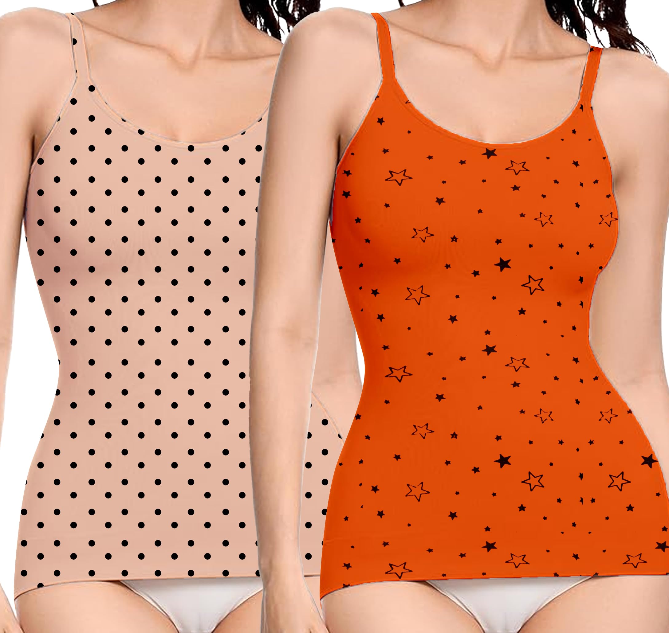 Women’s Printed Cotton Camisole Top – Stylish Sleeveless Spaghetti Tank, Trendy Crop Vest for Girls & Ladies, Summer Casual Wear,Comfortable Regular Wear-Pack of 2-image-35