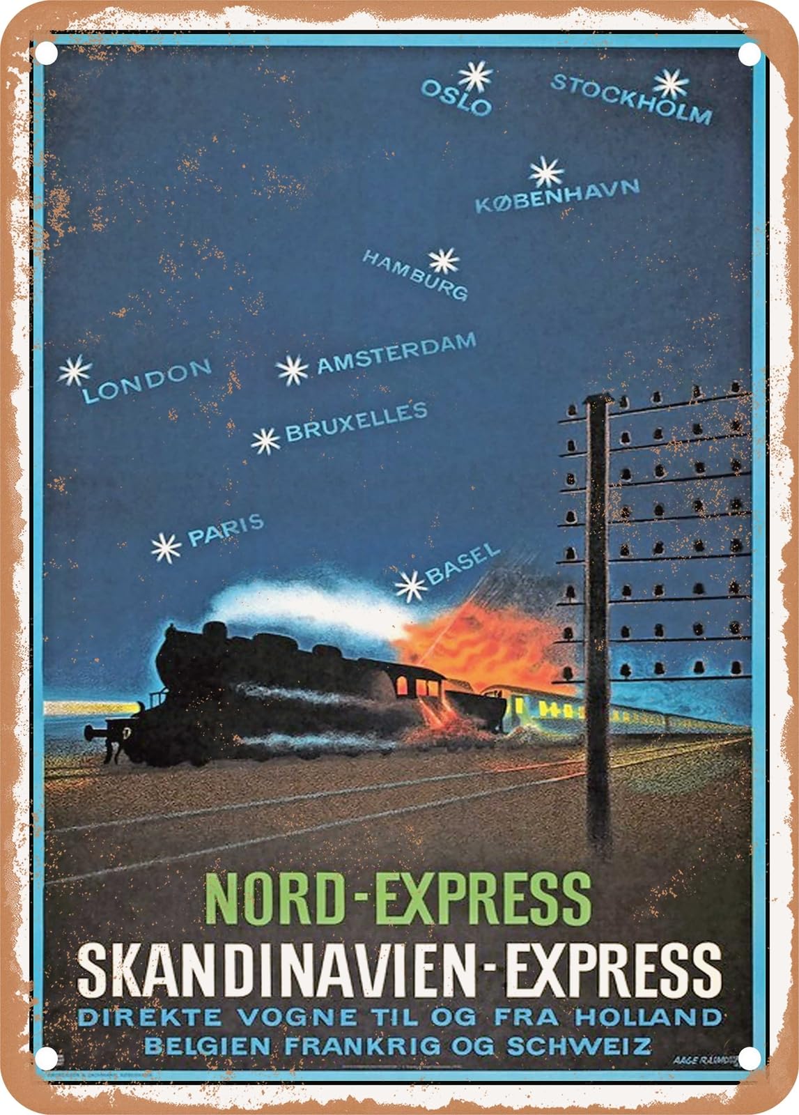 Miaomansenstore Metal Sign - 1946 Nord Express Scandinavia Express Vintage Ad Home Decor