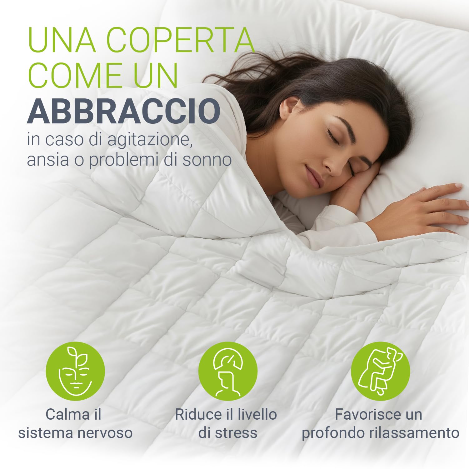 Juskys Coperta ponderata 135x200 – Anti-stress terapeutica con perle di vetro – cotone e microfibra – per adulti con disturbi del sonno – 5 kg