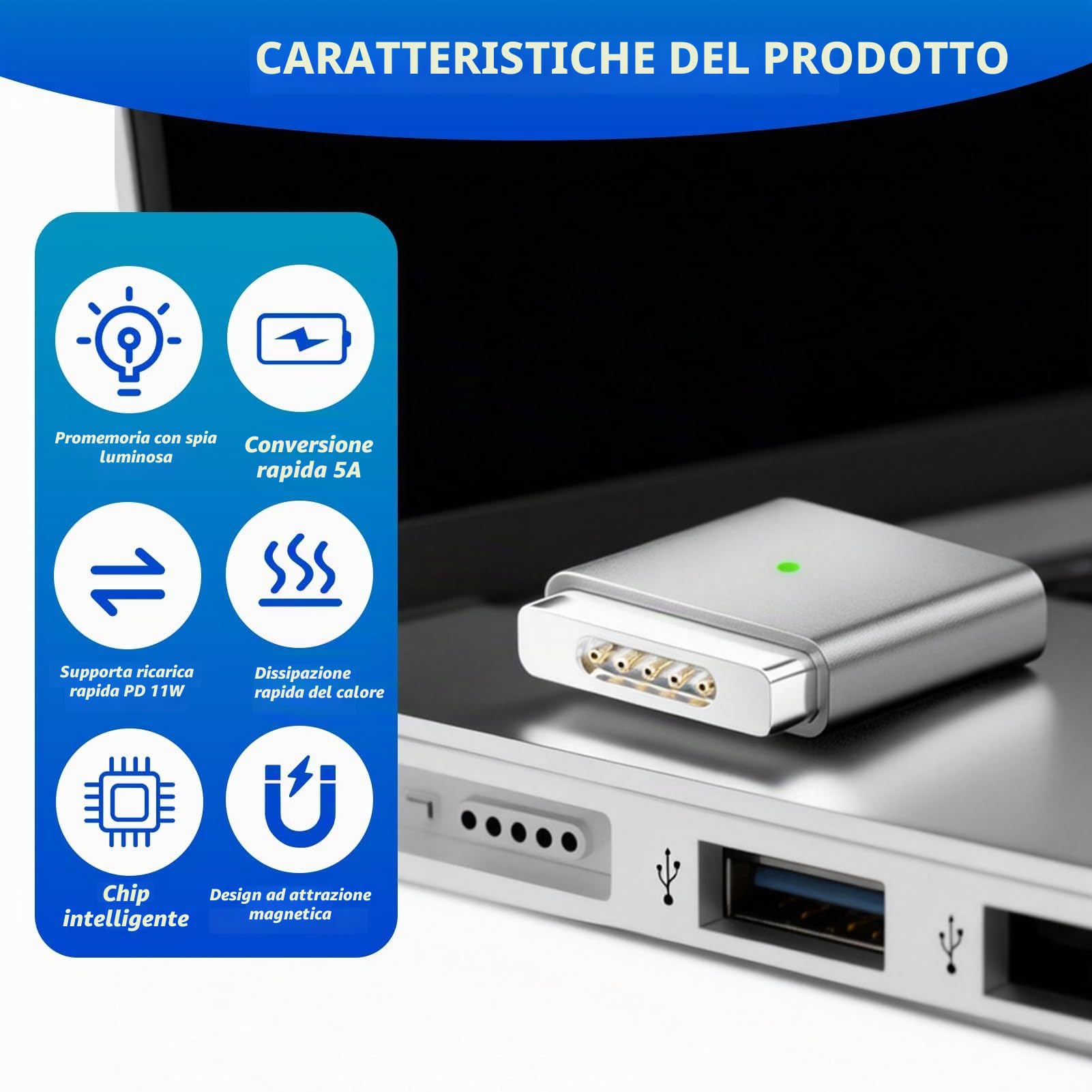 VOANZO Convertitore di Ricarica per Laptop con Adattatore Magnetico USB C per Magsafe2 MacBook Air/PRO VOANZO Convertitore di Ricarica per Laptop con Adattatore Magnetico USB C per Magsafe2 MacBook Air/PRO