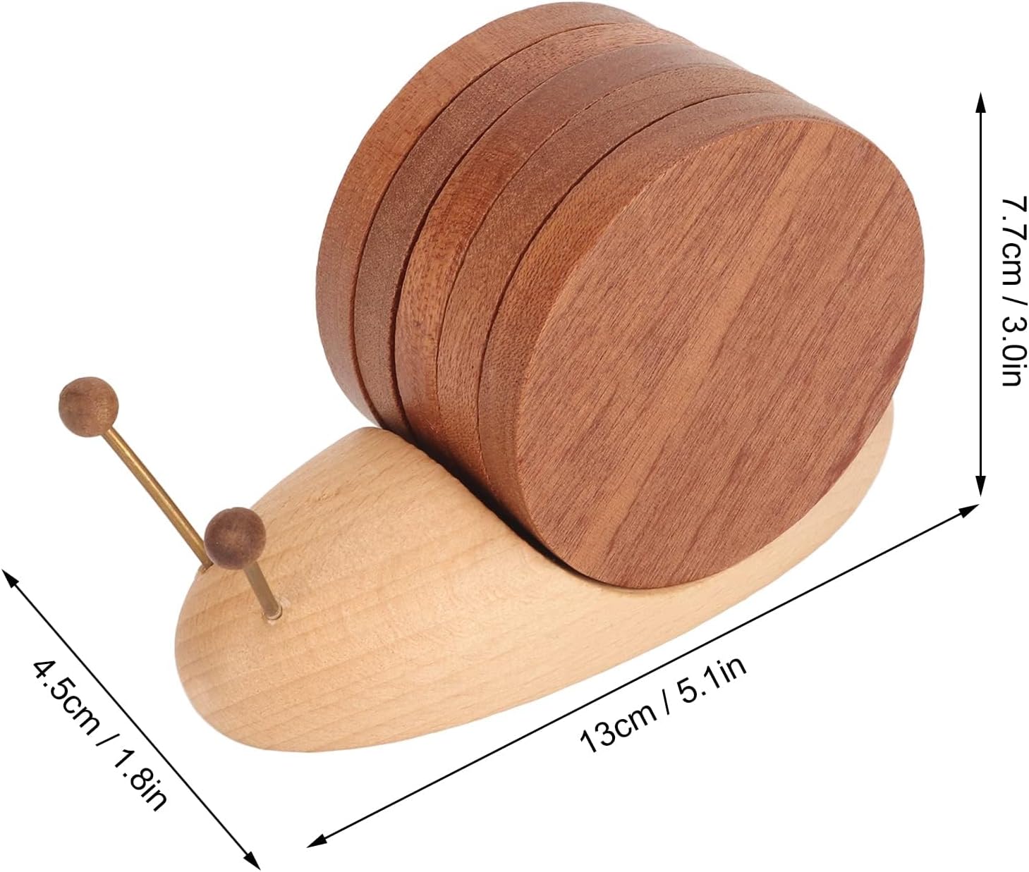 Cute Snail Coaster Set with Magnet, 5Pcs Wood Drink Coasters with Holder, Drink Coasters Funny Coasters Housewarming Gift Table Decor for Restaurant