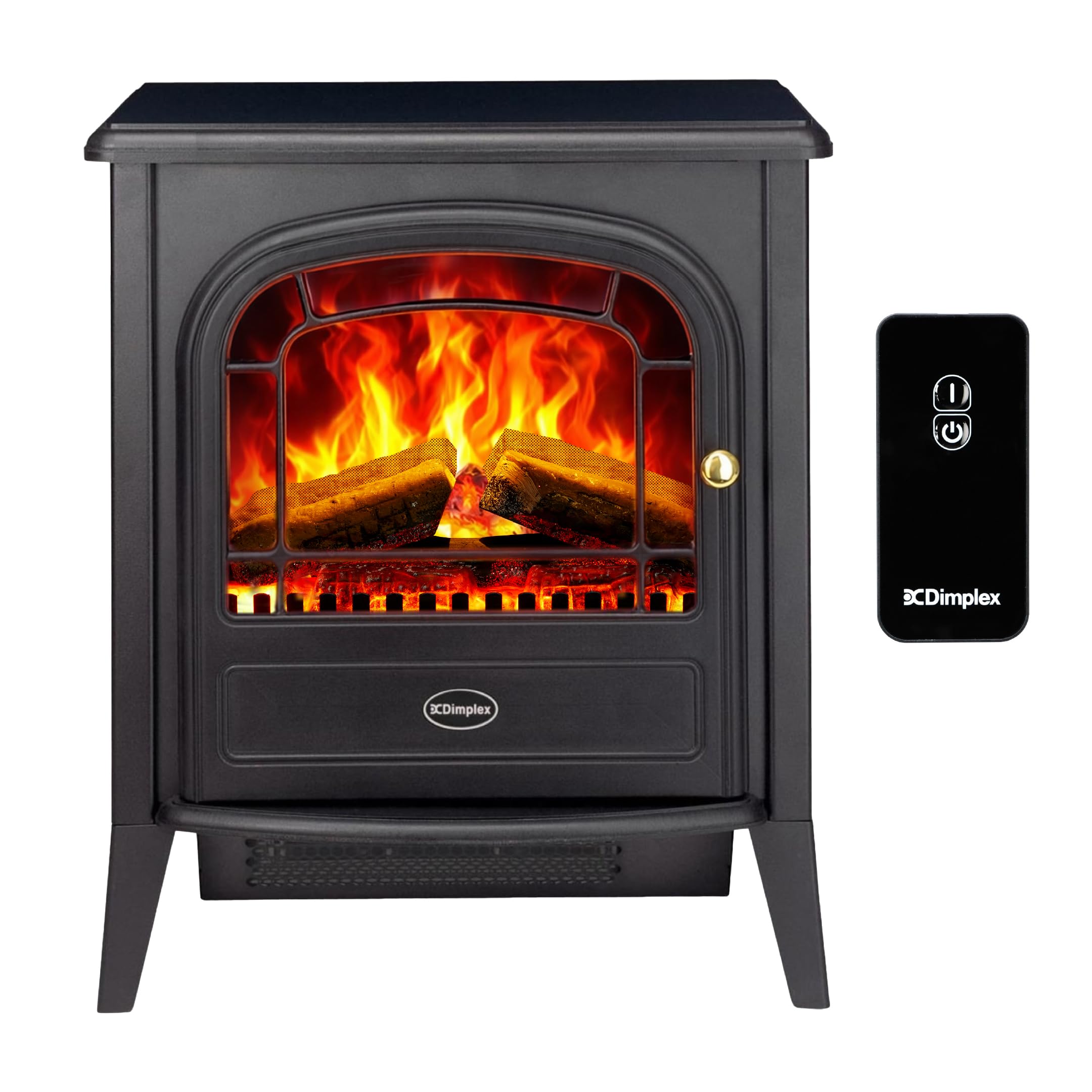 Dimplex Club Elektrokamin - Freistehender Elektrischer Kamin mit Holzscheit- Glutbett und Optiflame LED-Flammeneffekt - Zuschaltbarer 2kW Heizlüfter - Inklusive Fernbedienung
