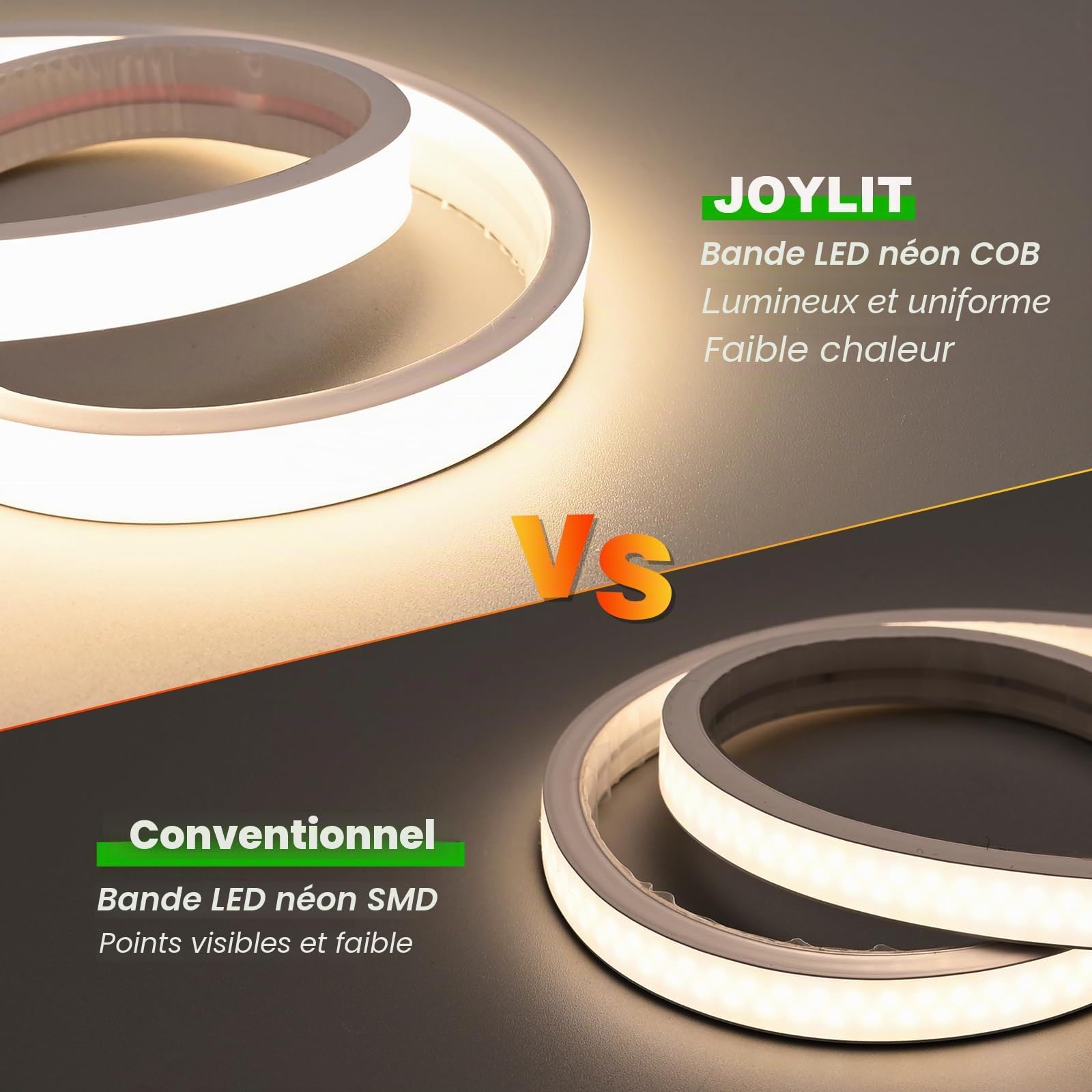 JOYLIT Ruban LED COB Néon 24V 5M 4000K Blanc Naturel IP67 Étanche