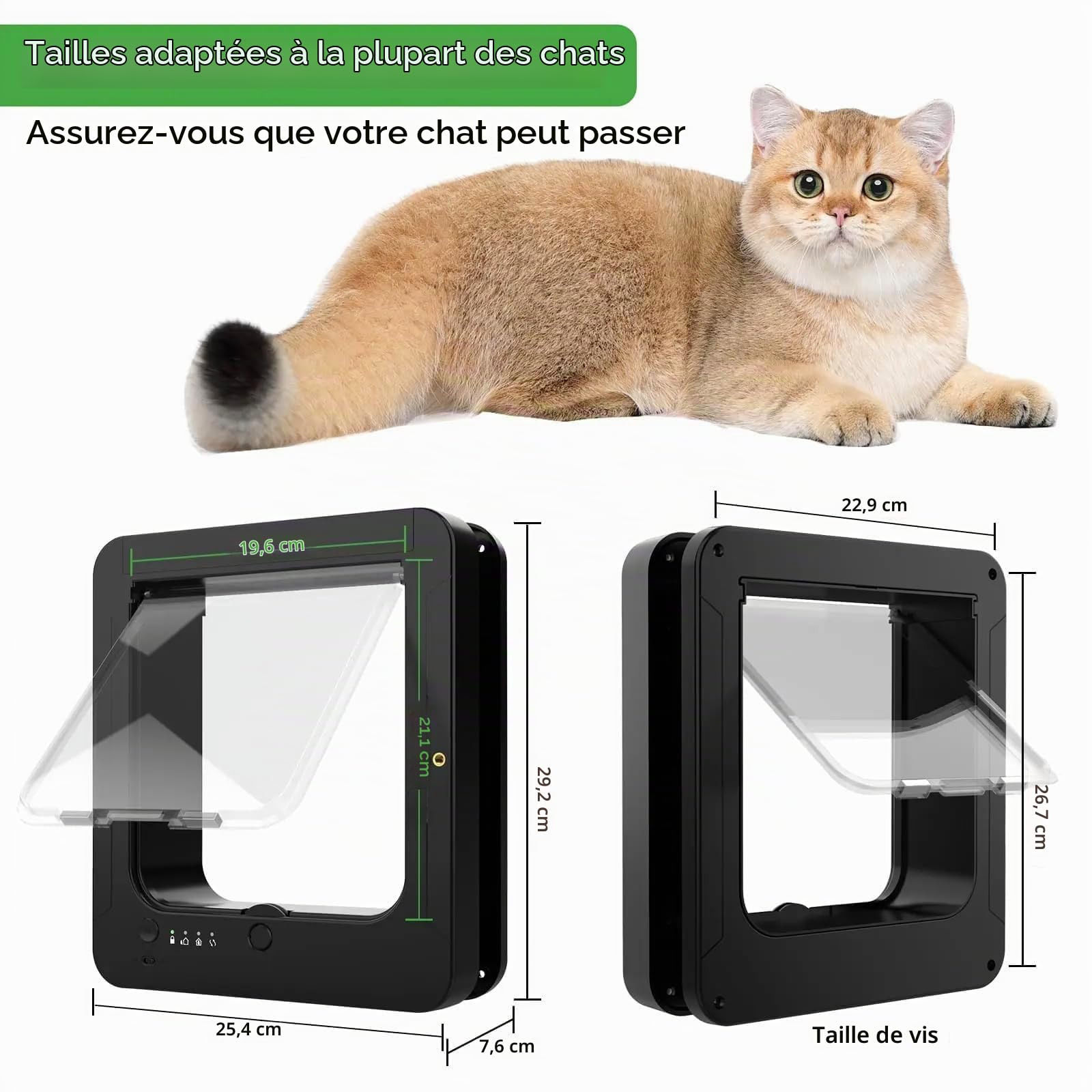 Chatière à Puce électronique (Dimensions Extérieures : 29 cm X 25 cm), Porte pour Animaux Activée avec Système Coupe-Vent, Installation Facile, Grande Chatière pour Chats Et Petits Chiens. Brown