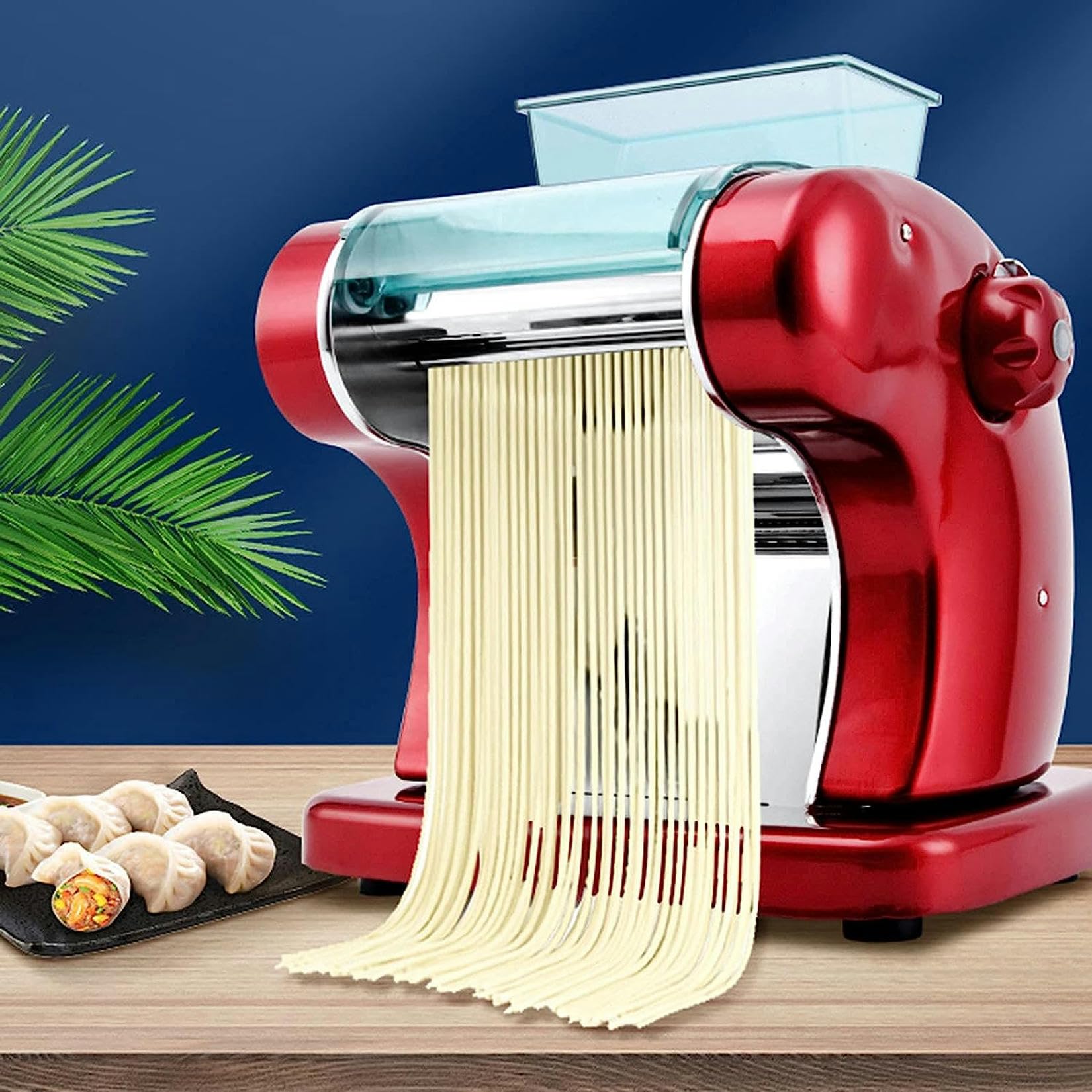 Máquina para Hacer Pasta Máquina para Hacer Pasta eléctrica, máquina para Hacer Fideos, máquina para prensar Rodillos de Espagueti Máquina para Hacer Pasta de Acero Inoxidable Máquina para Hacer FID