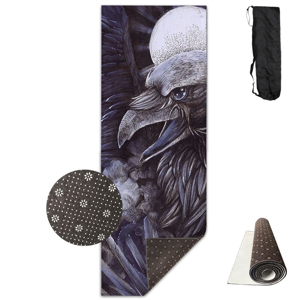 HHFASN Mysterious Crow Yoga Mat Classic Exercise Mat Nonslip Training Fitness Mat with Carrying Travel Bag for Home Gym Flooring