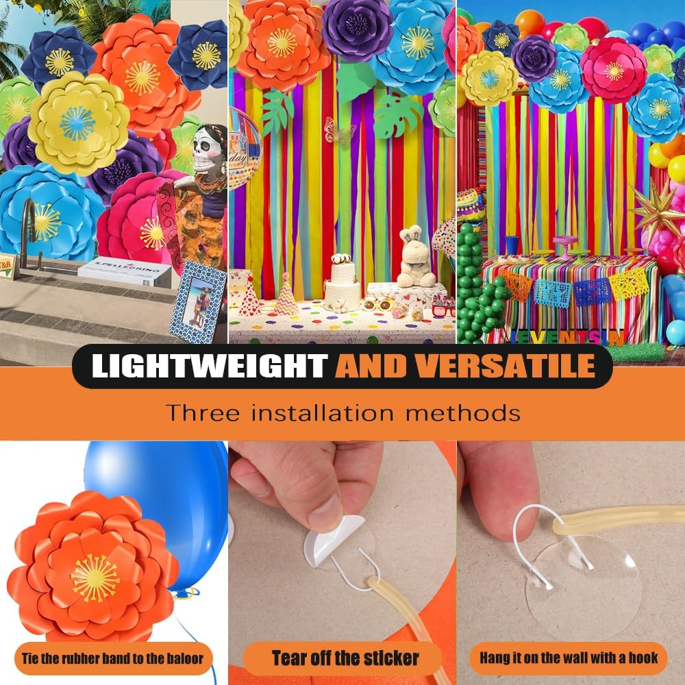 Mverse Paper Flowers Decorations for Wall, Giant 3D Handmade Artificial Flowers Bouquet with Leaves and Butterflies, 14 Pc. Kit, Elegant Decor Nursery, Wedding and Baby Shower Décor (Multicolor)