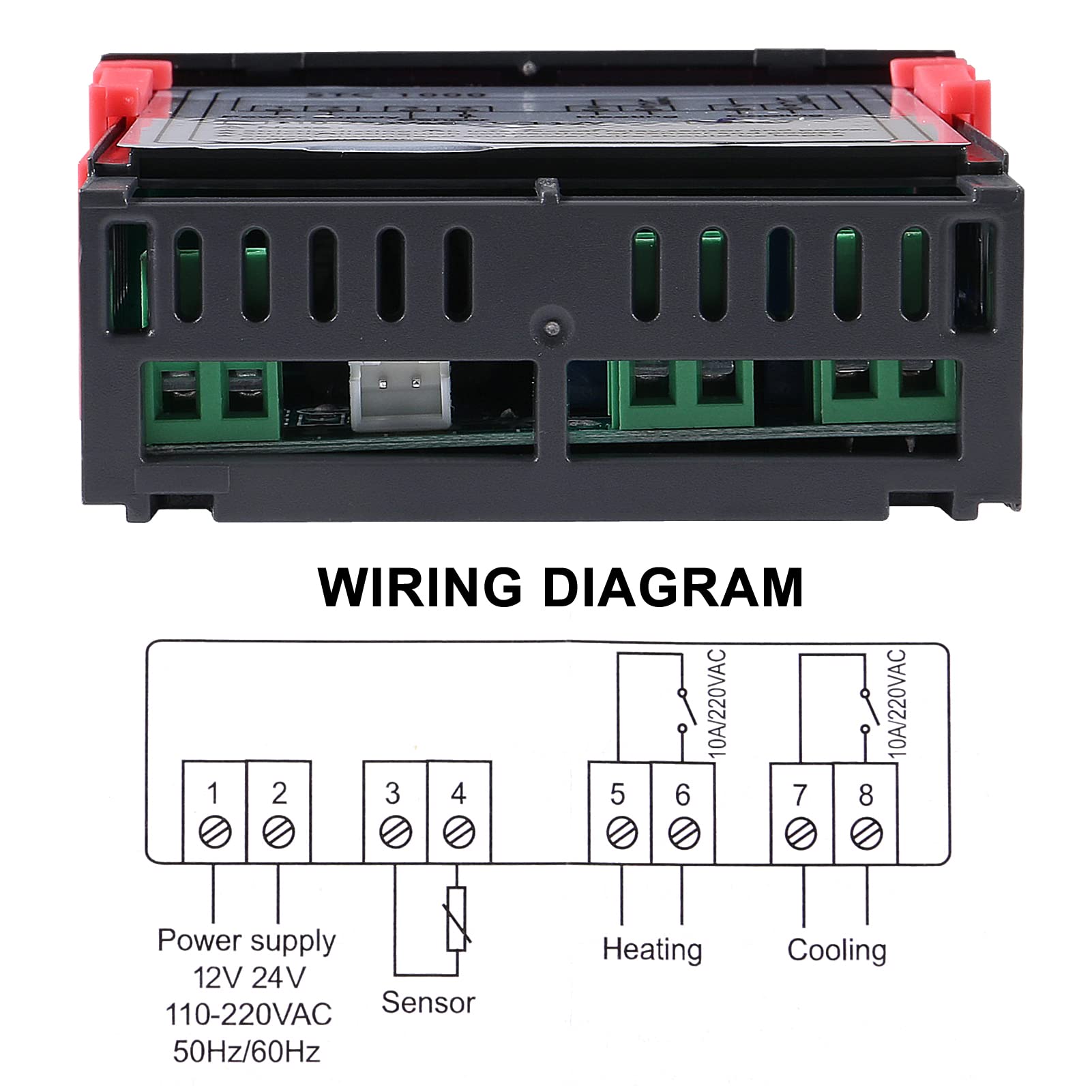 (110-220V) - 2Pcs STC-1000 Digital Temperature Controller 110-220V Thermostat Incubator Thermoregulator Relay Heating Cooling with Sensor Probe Cable 2