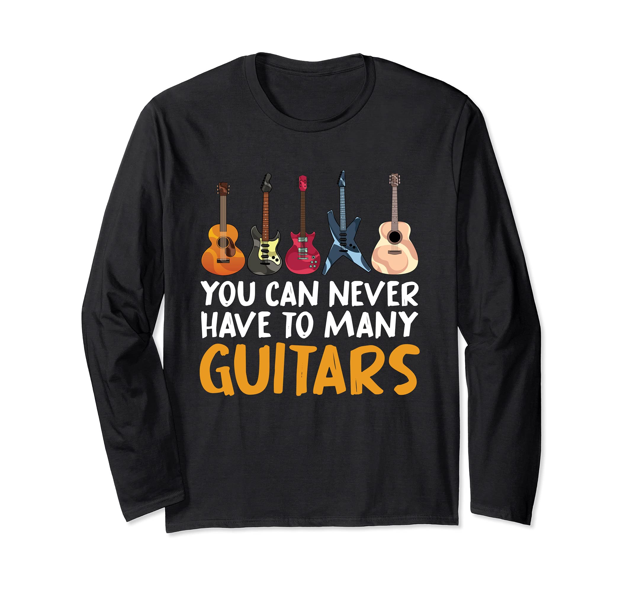 Funny Guitarist Acoustic Guitar Musician Electric Guitar Long Sleeve T-Shirt, Black