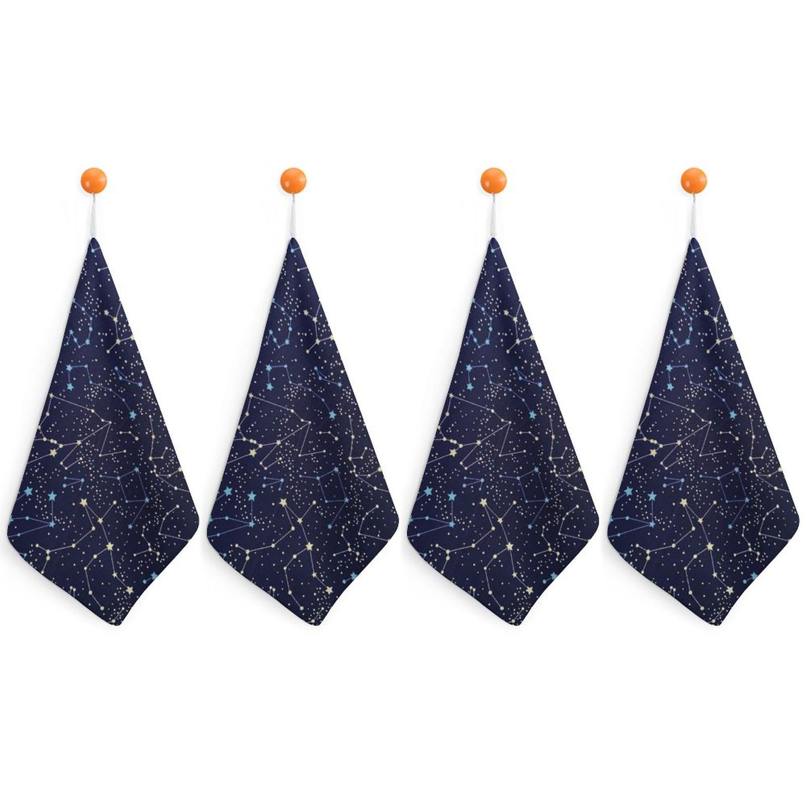 LEDFCVSU 4 Piece Hanging Hand Towels, Glow in The Dark Constellations Midnight Small Dry Hand Towel for Kitchen Bathroom