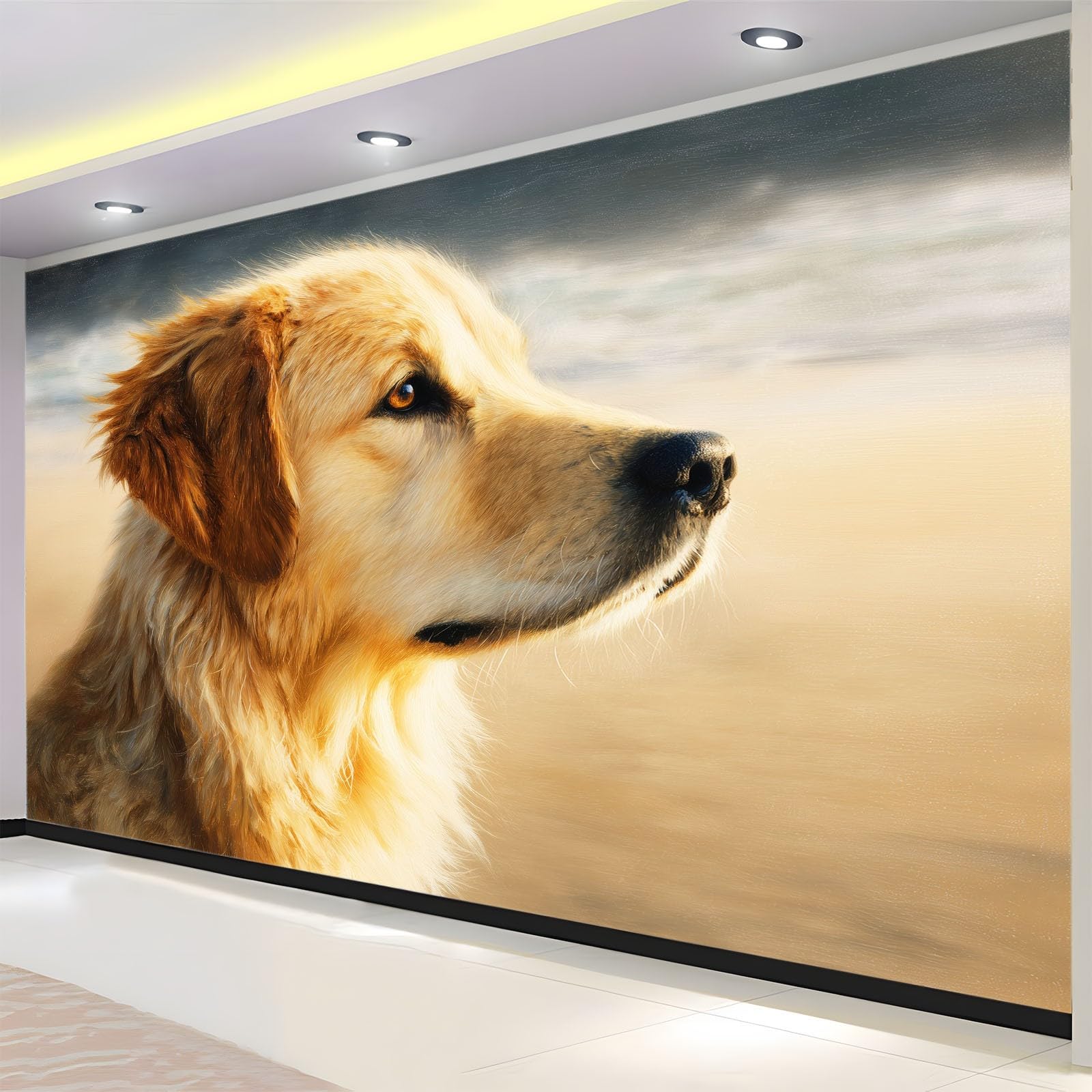 Ölgemälde Wandbild Fototapete 300 x 210 cm, Kinderzimmer Bar Büro Wohnzimmer Restaurant Bekleidungsgeschäft Flur Hotel Tier Hund Porträt Wanddekoration Wandkunst Wandposter