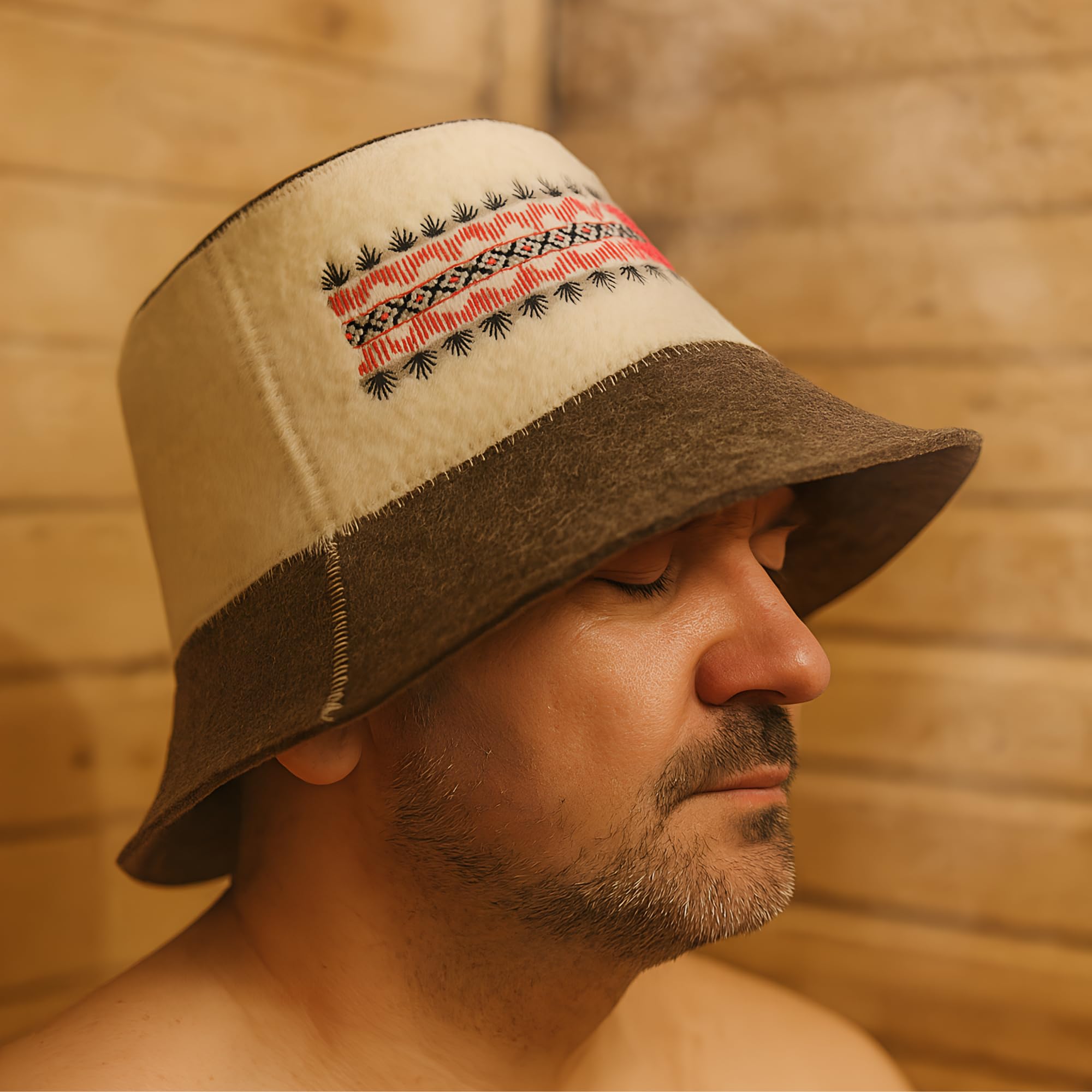 Saunahut Herren Perfekte Saunamütze aus 100% Filz - Sauna Hut Filzhut Sauna Mütze Herren Kopfbedeckung - Sauna Geschenke für Männer