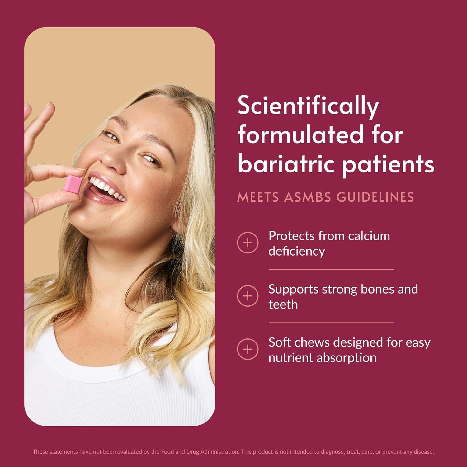 Bariatric Advantage Calcium Citrate Chewy Bites 500 mg - Highly Absorbable & Digestible - Vitamin D3 - Easily Chewable Calcium Supplement - Assorted Fruit - 90 Count