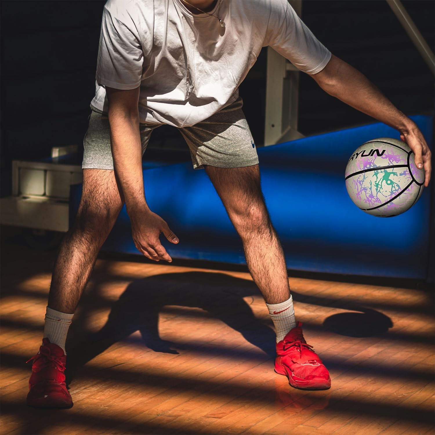 Glow in The Dark Basketball - Glowing Leather Green Light Up Gift for Youth, Men, Women, Indoor - Outdoor Night Game Size 5, Size 6 and Size 7