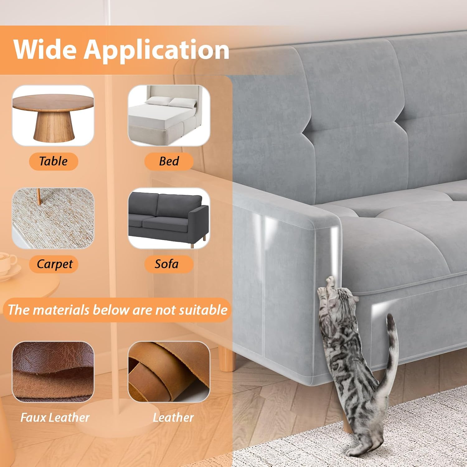 review Furniture Protectors from Cats Scratch,10 Packs Cat Scratch Couch Protector Scratch Guard,Sofa Corner Scratching Training Tape Deterrent (10pack-4 * 17''12''+4 * 17''10''+2 * 17''6'')