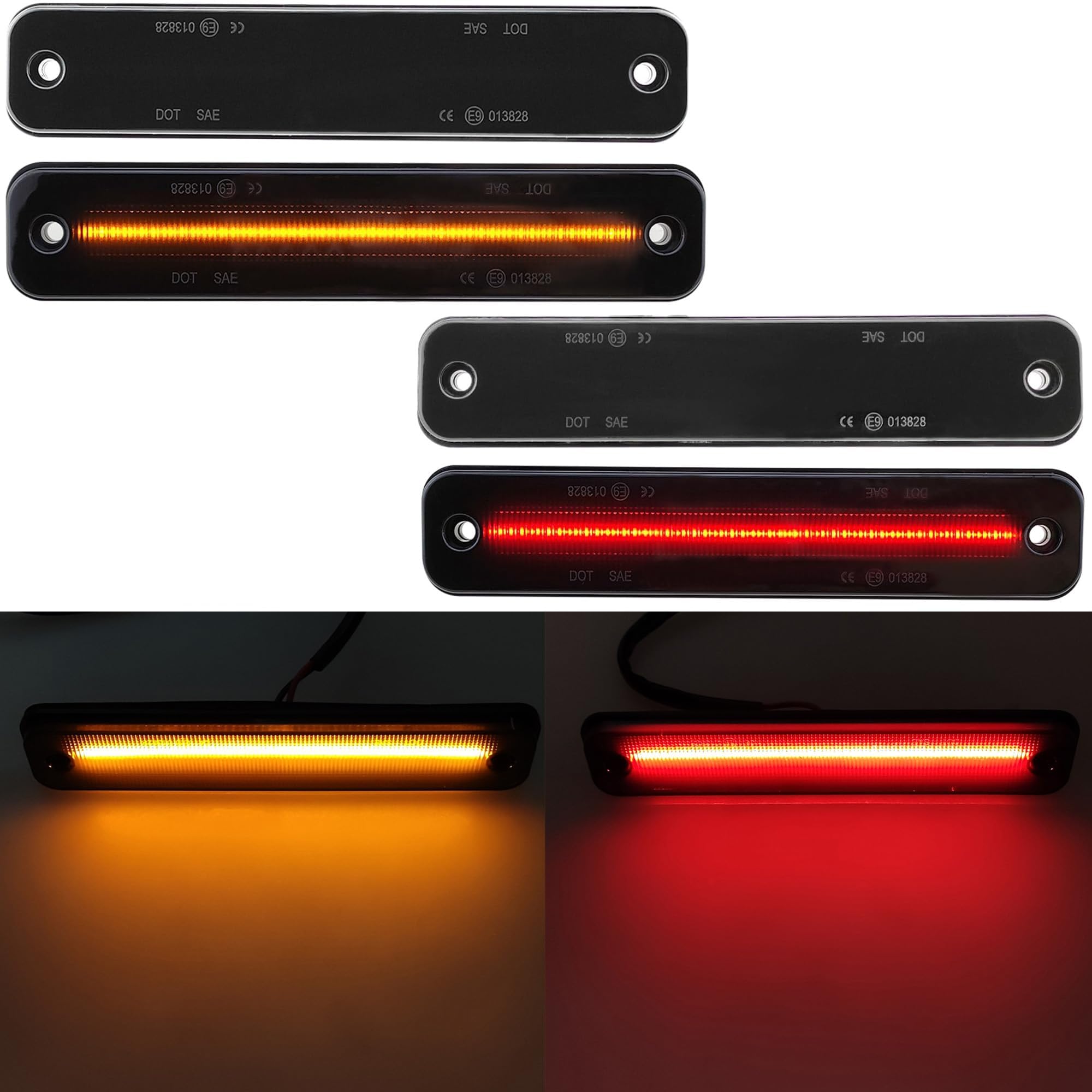 Amazon | GLOFE スモークレンズ アンバー/レッド LED サイドマーカー