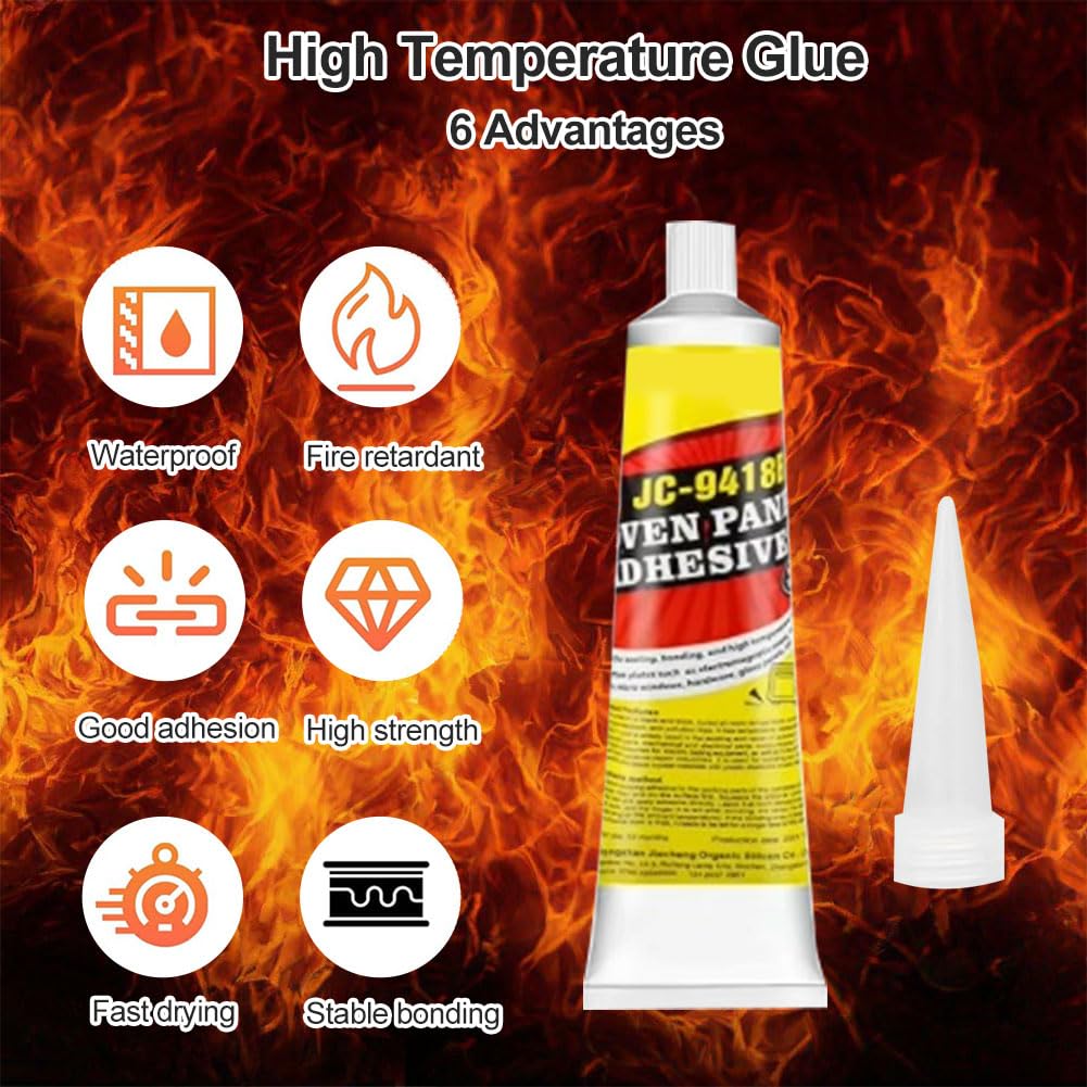 Colla Alte Temperature,100ml Silicone Alta Temperatura,Silicone Alte Temperature Nero,Sigillante Alte Temperature,Indurimento Rapido, Adatto per Sigillante Alta Temperatura per Caminetti,Forni,Auto