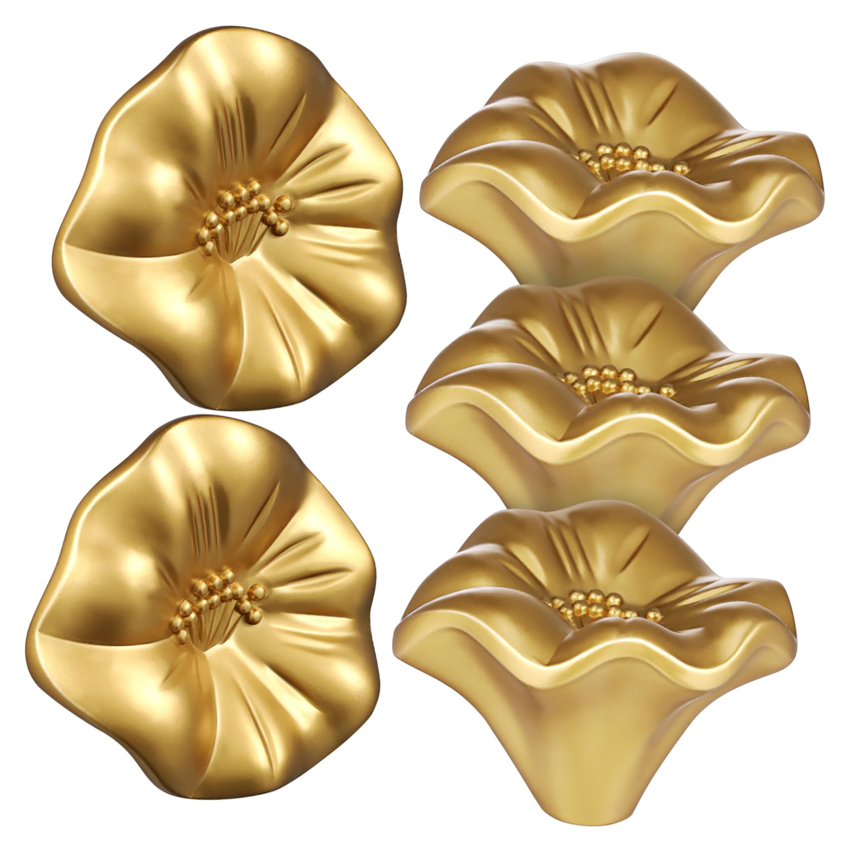 Schrankknöpfe Verschleißfest Blumenförmige 5 Stück aus Zinklegierung und Goldfarbene Möbelgriffe mit Elegantem Design Komfortabler Griff für Kommodenschubladen