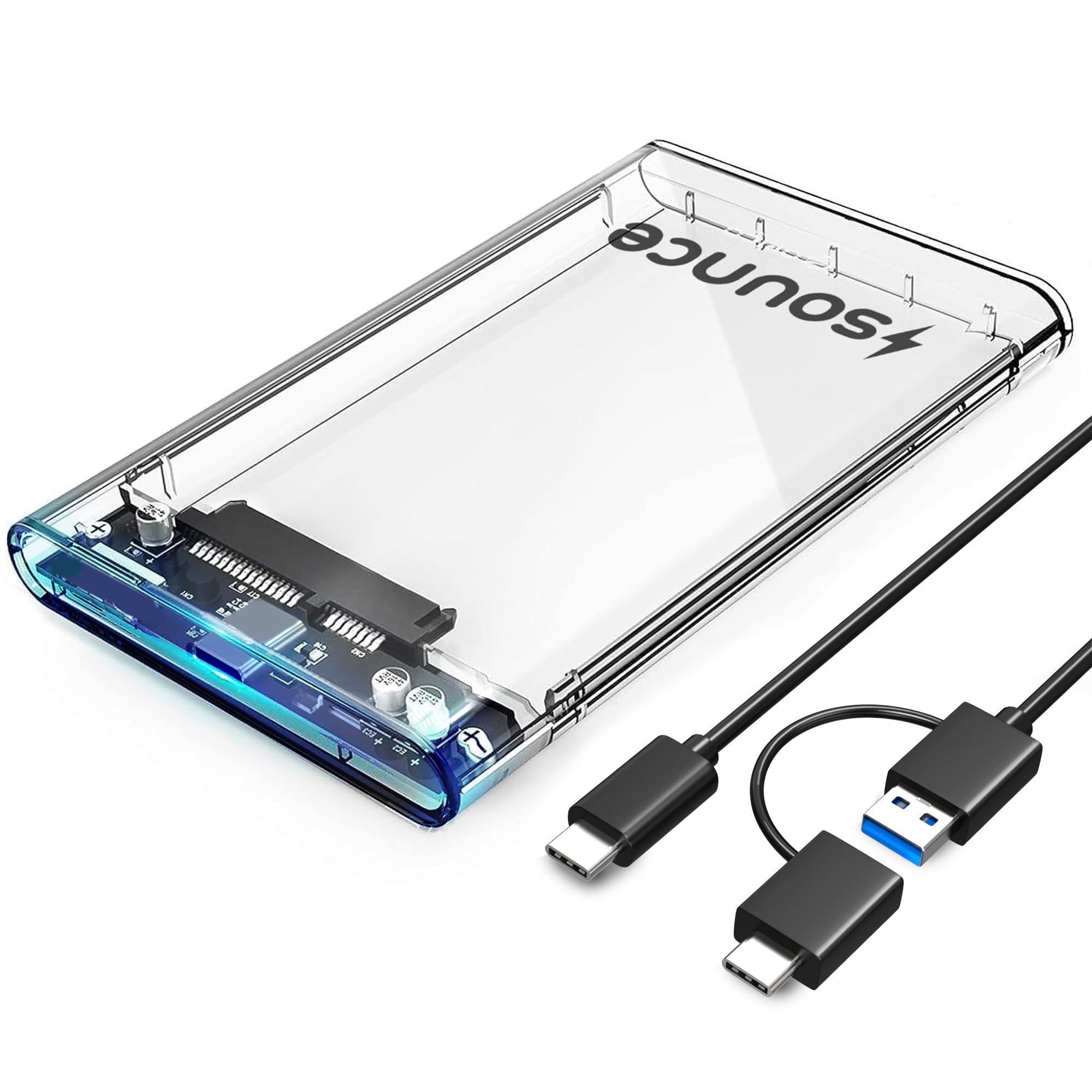 Sounce 2.5-Inch SATA to USB Type-C 3.1 External HDD/SSD Enclosure | 6Gbps UASP Speed | Tool-Free Design | Compatible with 7mm & 9.5mm Drives up to 6TB | Plug & Play | Shockproof Portable Case (Type C)-image-14