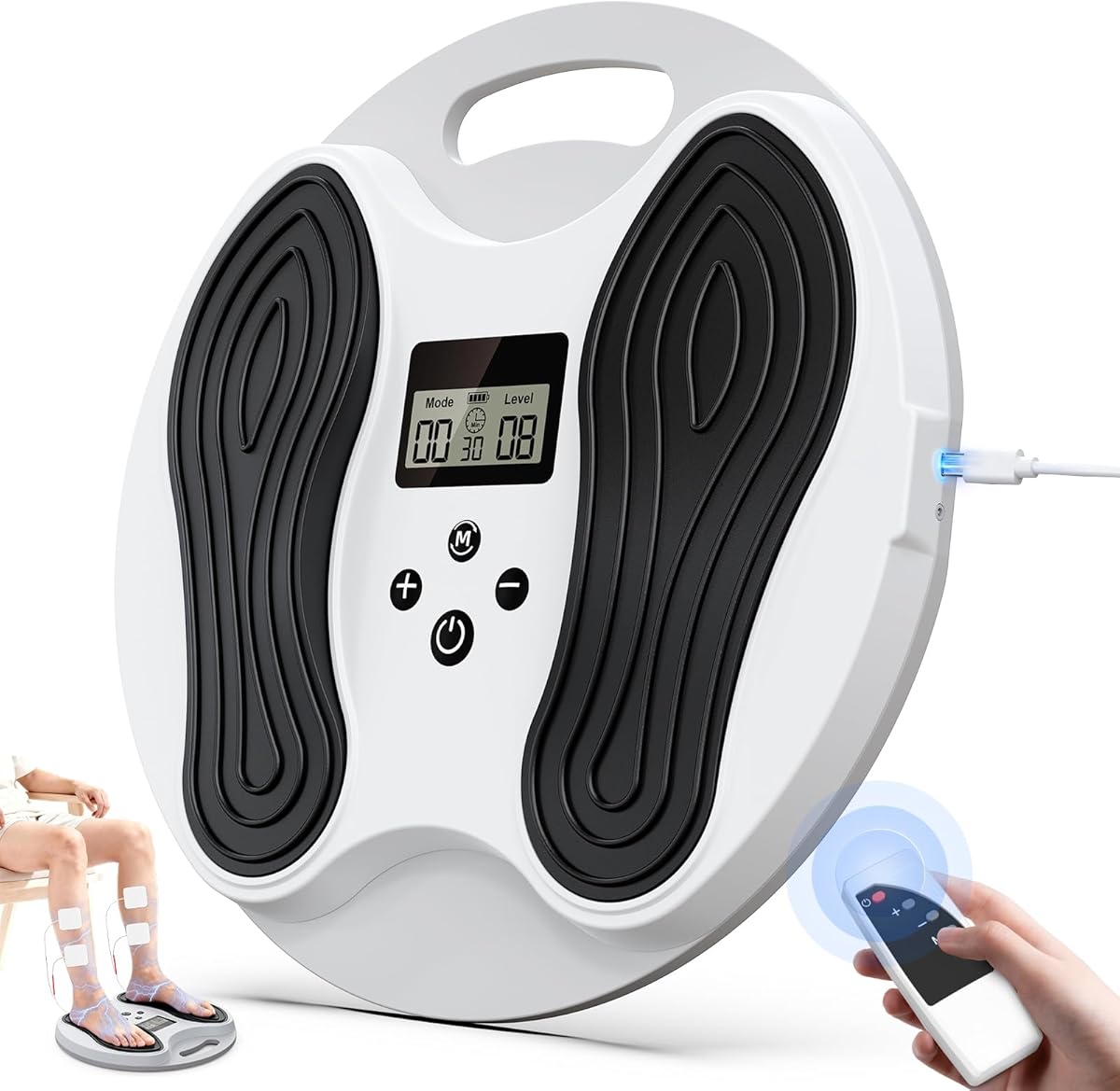 Medic Circulation Machine Blood Booster for Feet and Legs, EMS Foot Massagers for Pain and Circulation Stimulator Electric Foot Massage Machine with 4 TENS Pads Muscle Neuropathy Pain Relief