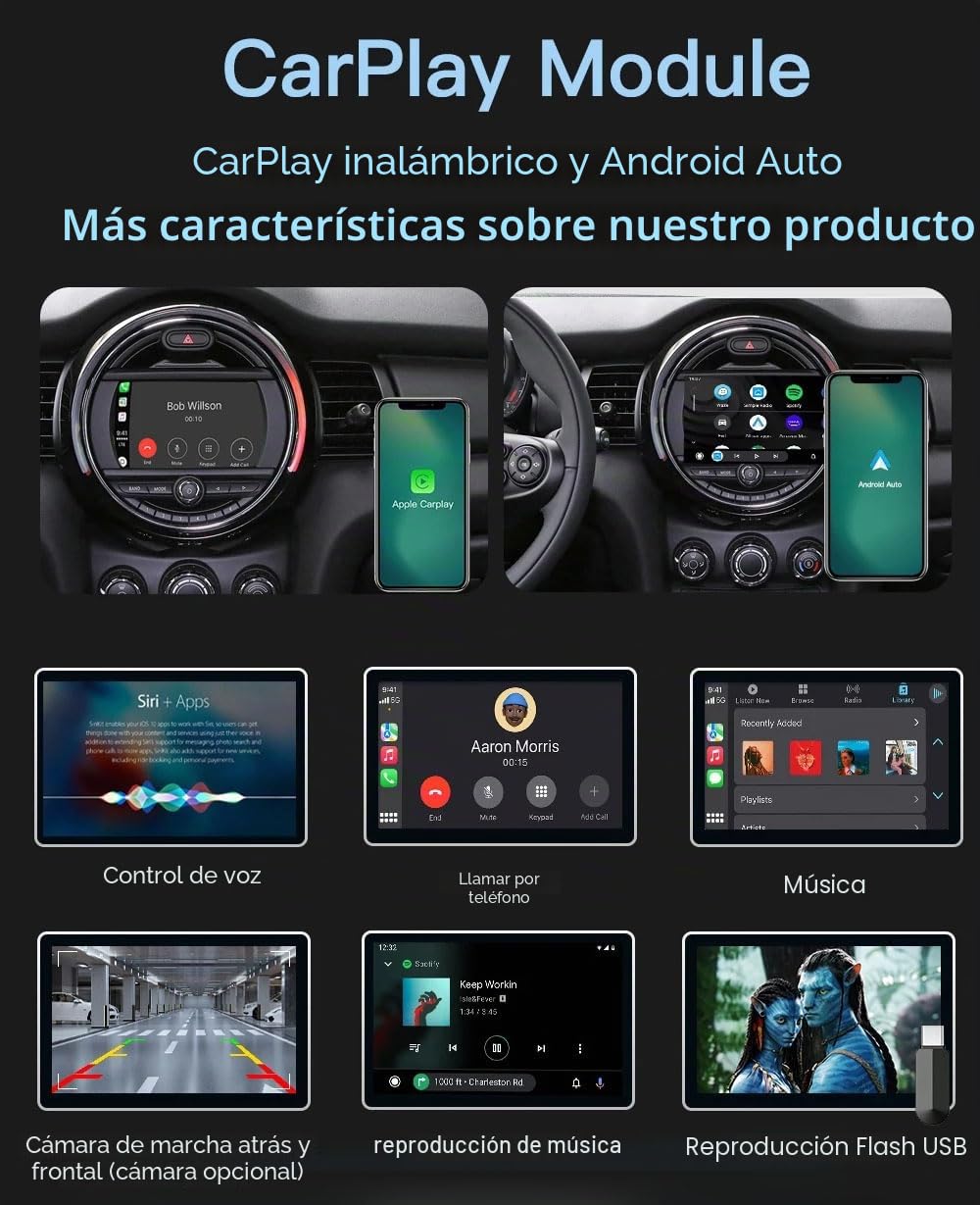 Reproductor de coche, GPS, navegación, Carplay/Android para BMW Mini R56 F55 F56 F57 John Cooper Works, One First, One D, Cooper SD (con cámara de luz), Radio HD de 9 pulgadas
