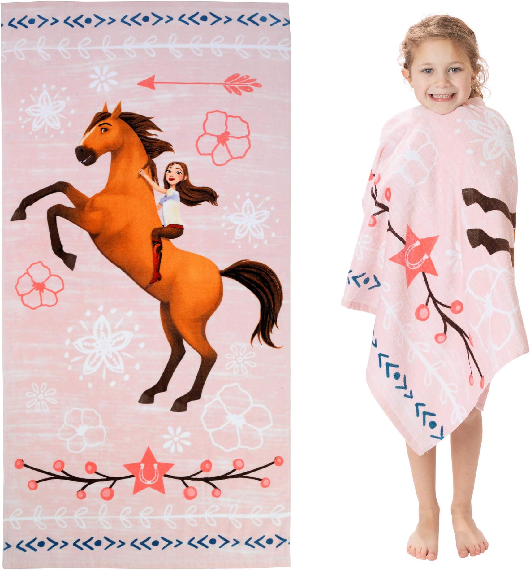 Spirit Riding Free Kids Super Soft Cotton Bath/Pool/Beach Towel, 58 in x 28 in, By Franco