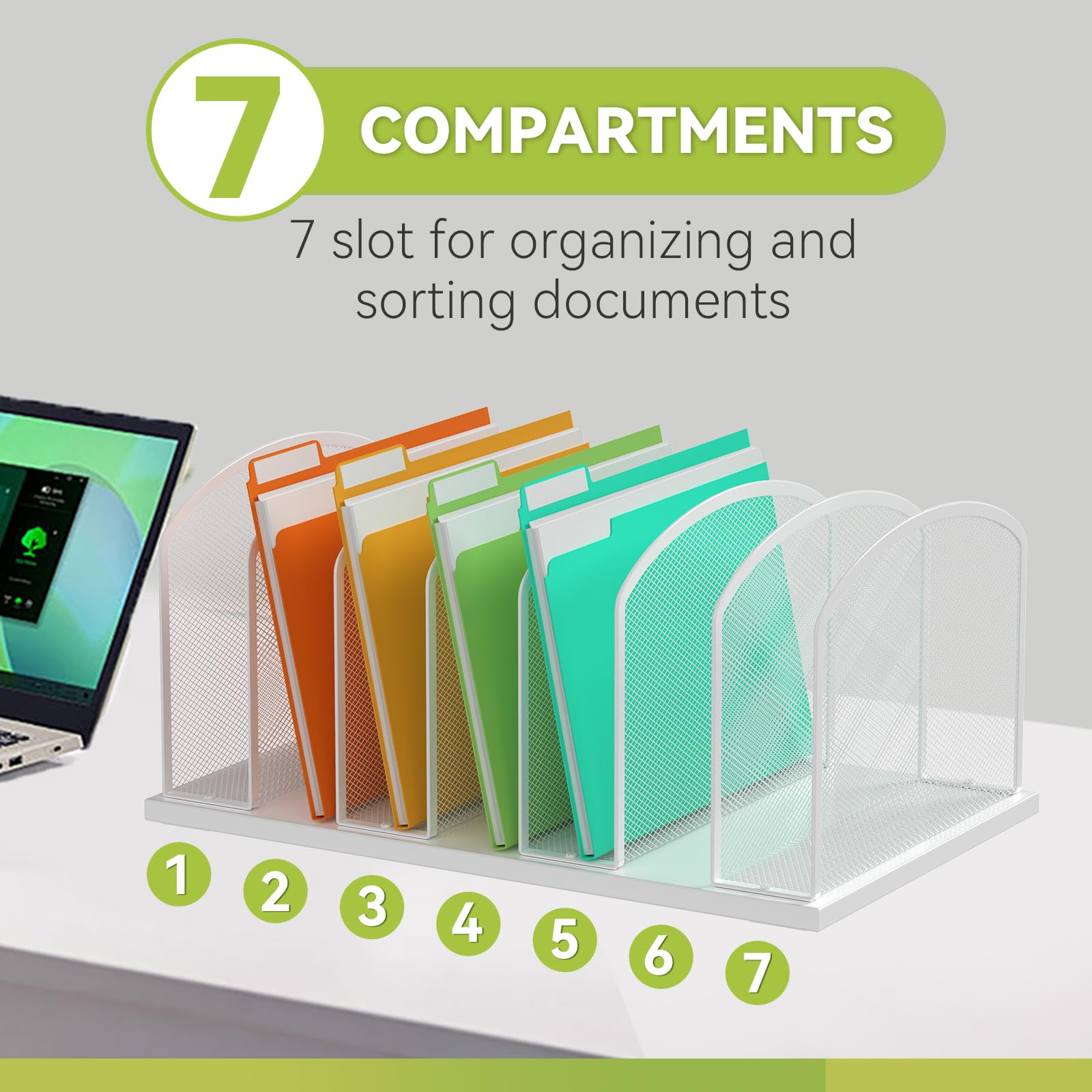 Organizer da scrivania a 7 sezioni in rete verticale, organizer per scrivania, organizer per ufficio, per casa, ufficio e aula (nero, 1 confezione)