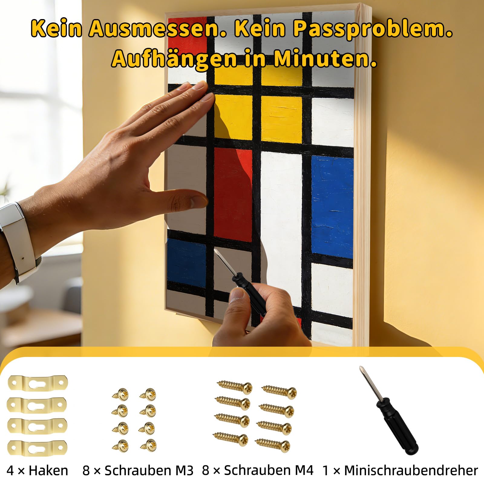 4er Set Leinwand 30x40cm Floater-Rahmen 100% Baumwolle für Wohnzimmer | With Floater-Rahmen,FSC-zertifiziertes Kiefernholz, dreifach grundiert, inkl. Montagematerial für Flur & Büro