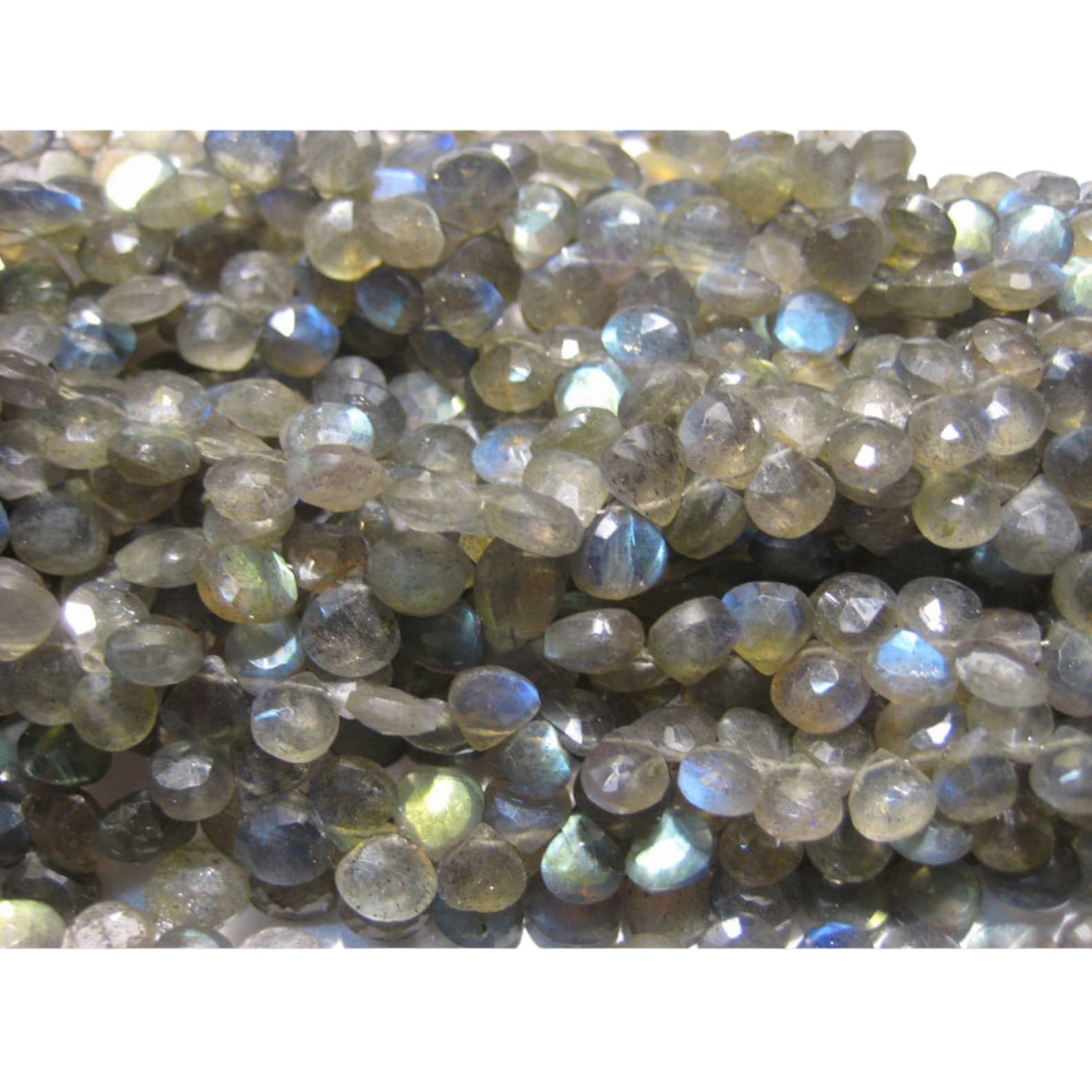 Pierre précieuse de feu de labradorite 8mm perles briolettes cœur bijoux