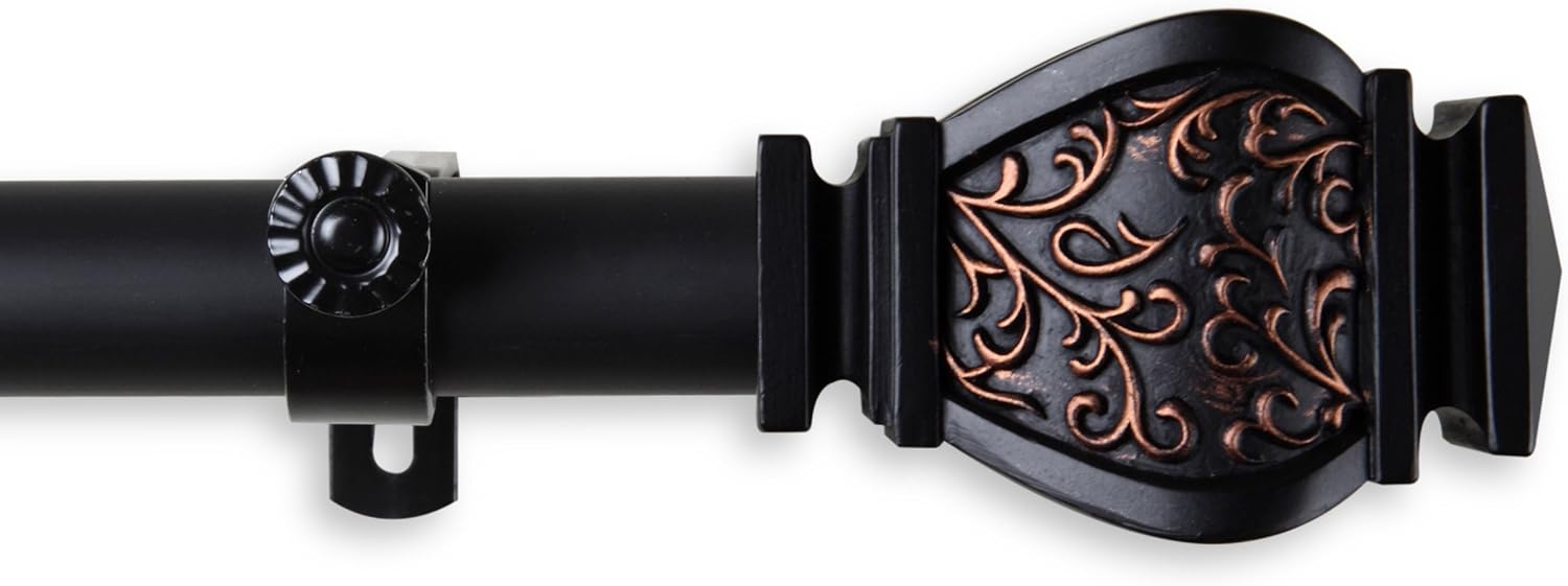 A&F Rod Décor - Tessa Curtain Rod 1 inch Diameter, 48-84 inch - Mahogany