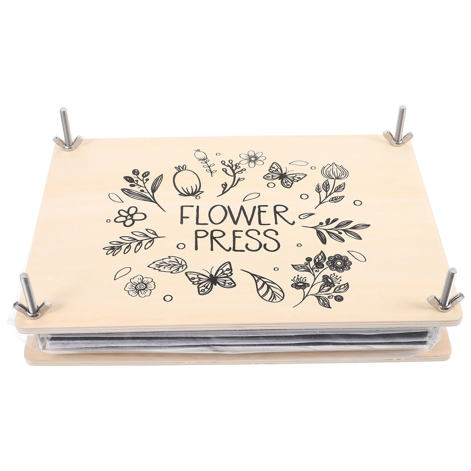 STAHAD DIY Pflanzenpresse Blumenpresse Blattpressen, 1 Set Holz und Metall, gleichmäßige Druckverteilung, recycelbare Trockenplatten, für Fruchtscheiben und getrocknete Blätter