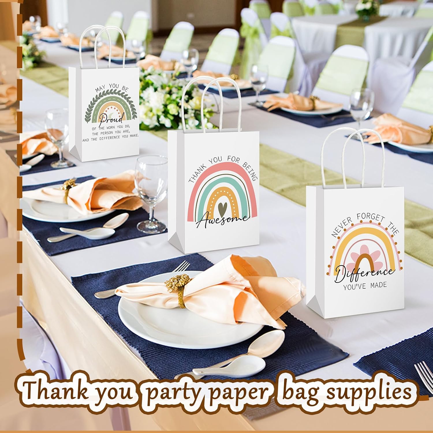 Gueevin 40 Pcs Employee Appreciation Gifts Bulk Thank You Bags CNA Gift Bags Bulk Paper Snack for Staff Teacher Team End of The Year Staff(Appreciation,Boho)
