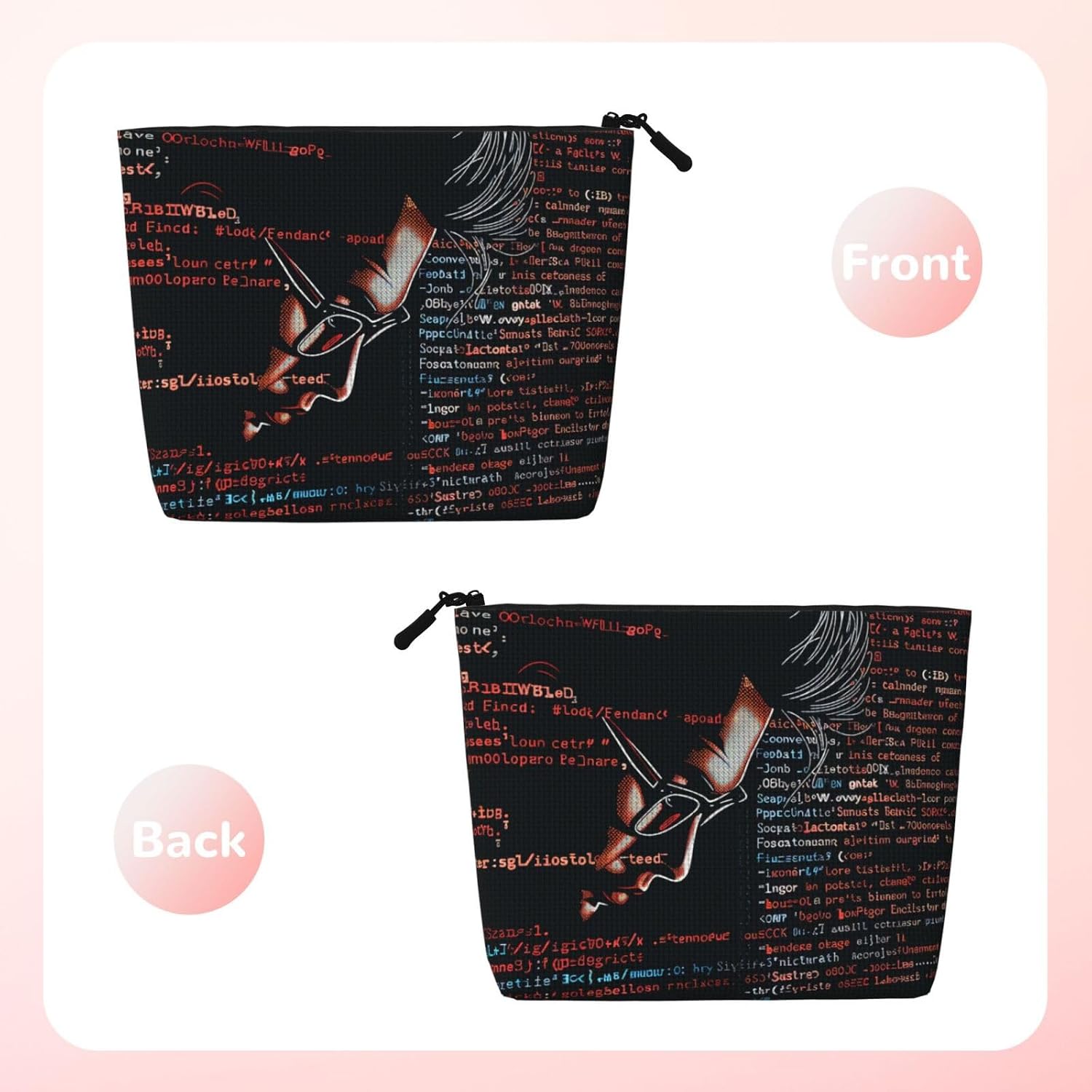 Programmer Programming Code Printed Travel Makeup Bag Imitation Linen Cosmetic Bags Waterproof Cosmetic Case Organizer for Women image 2