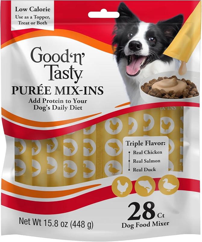 Good ‘N’ Tasty Mix-In de Purê para Cães com Frango, Salmão e Pato, 28 unidades
