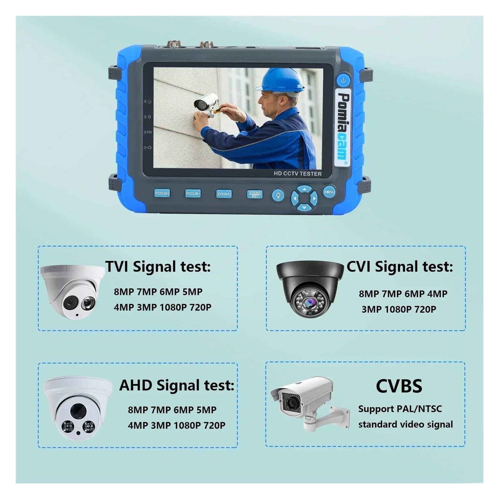 Tester CCTV IV8W IV8C 4 in 1 8MP AHD TVI 4MP CVI Tester for Telecamera di Sicurezza analogica Monitor con Test Cavo PTZ UTP(Without HDMI in)